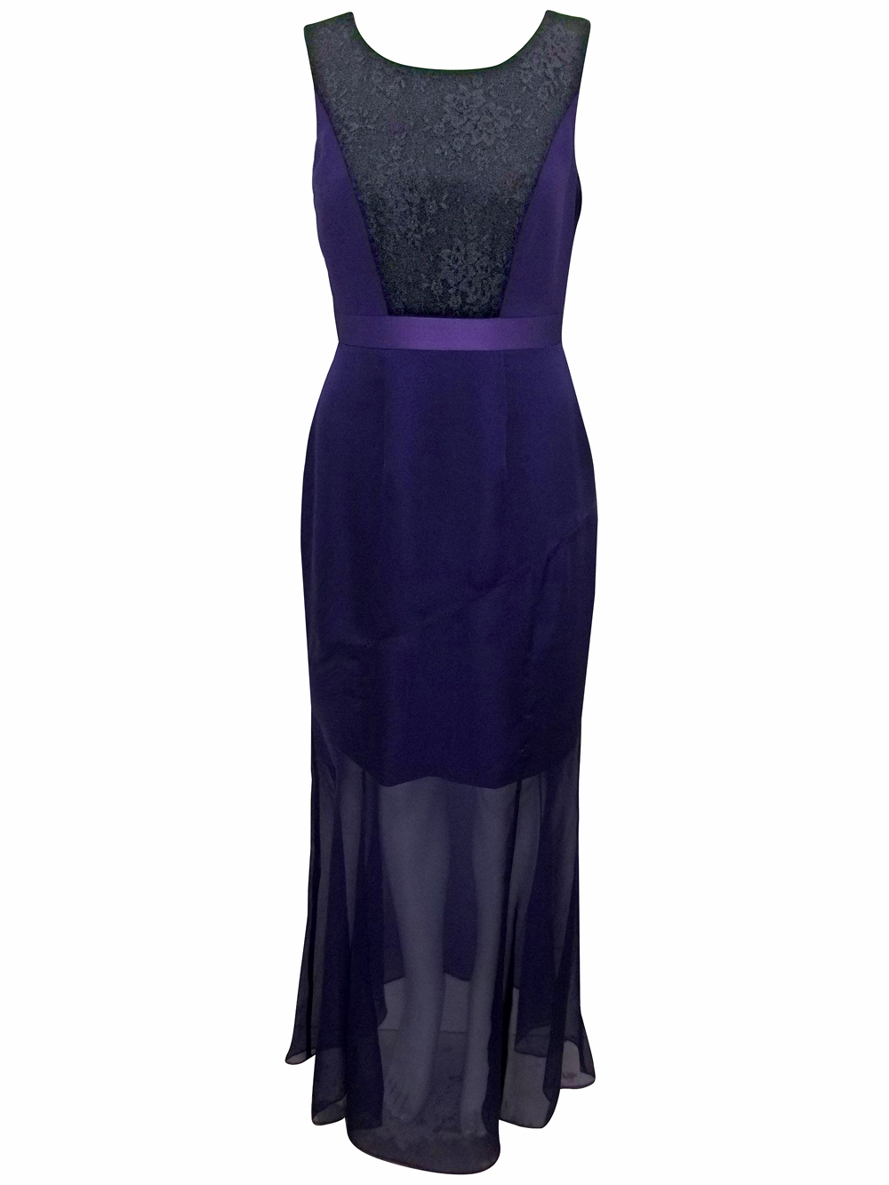 Kaliko PURPLE Contrast Lace Panel Shift Maxi Dress - Size 12 to 20