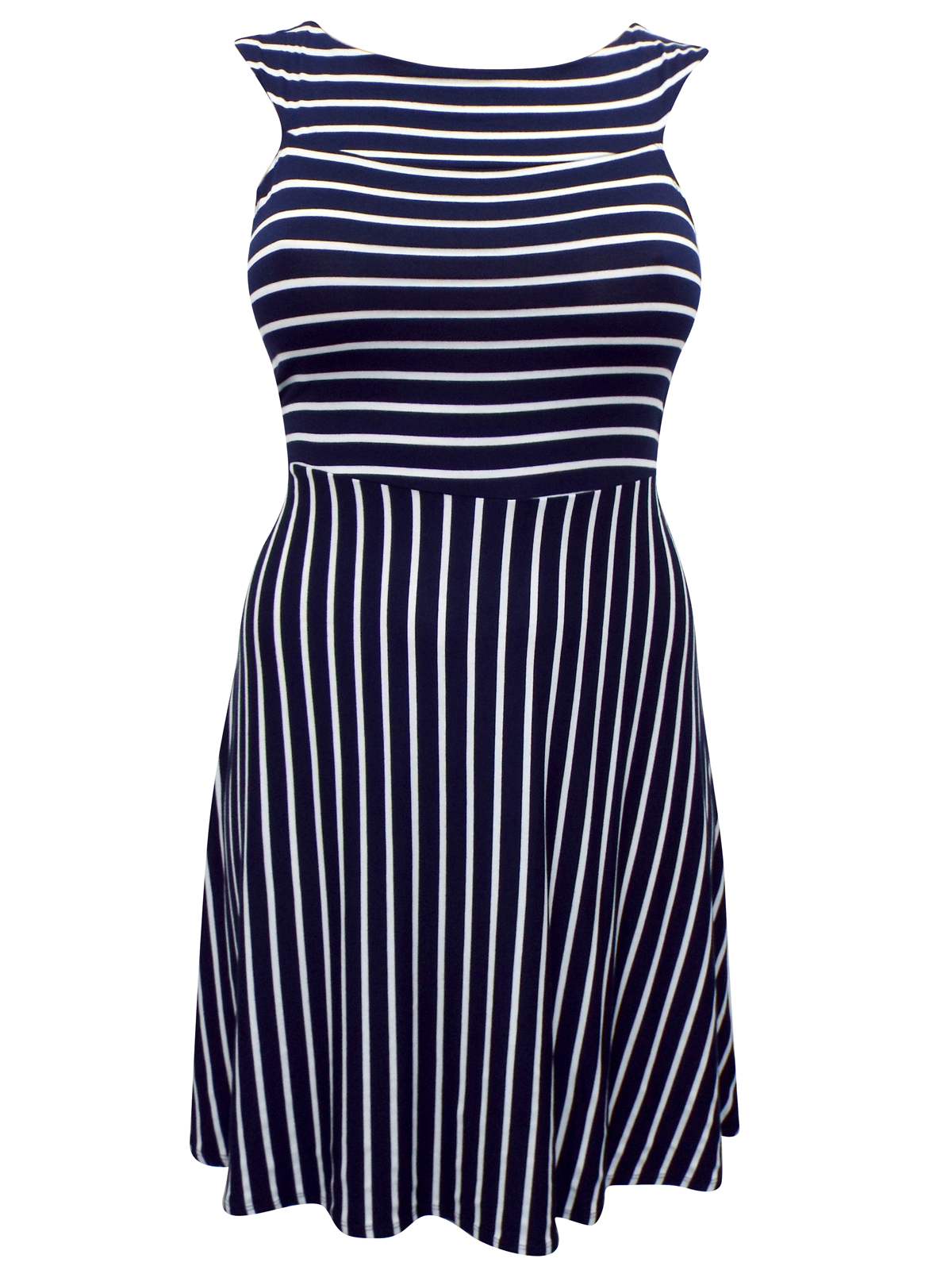 NAVY Nautical Striped Jersey Dress - Plus Size 14 to 30/32