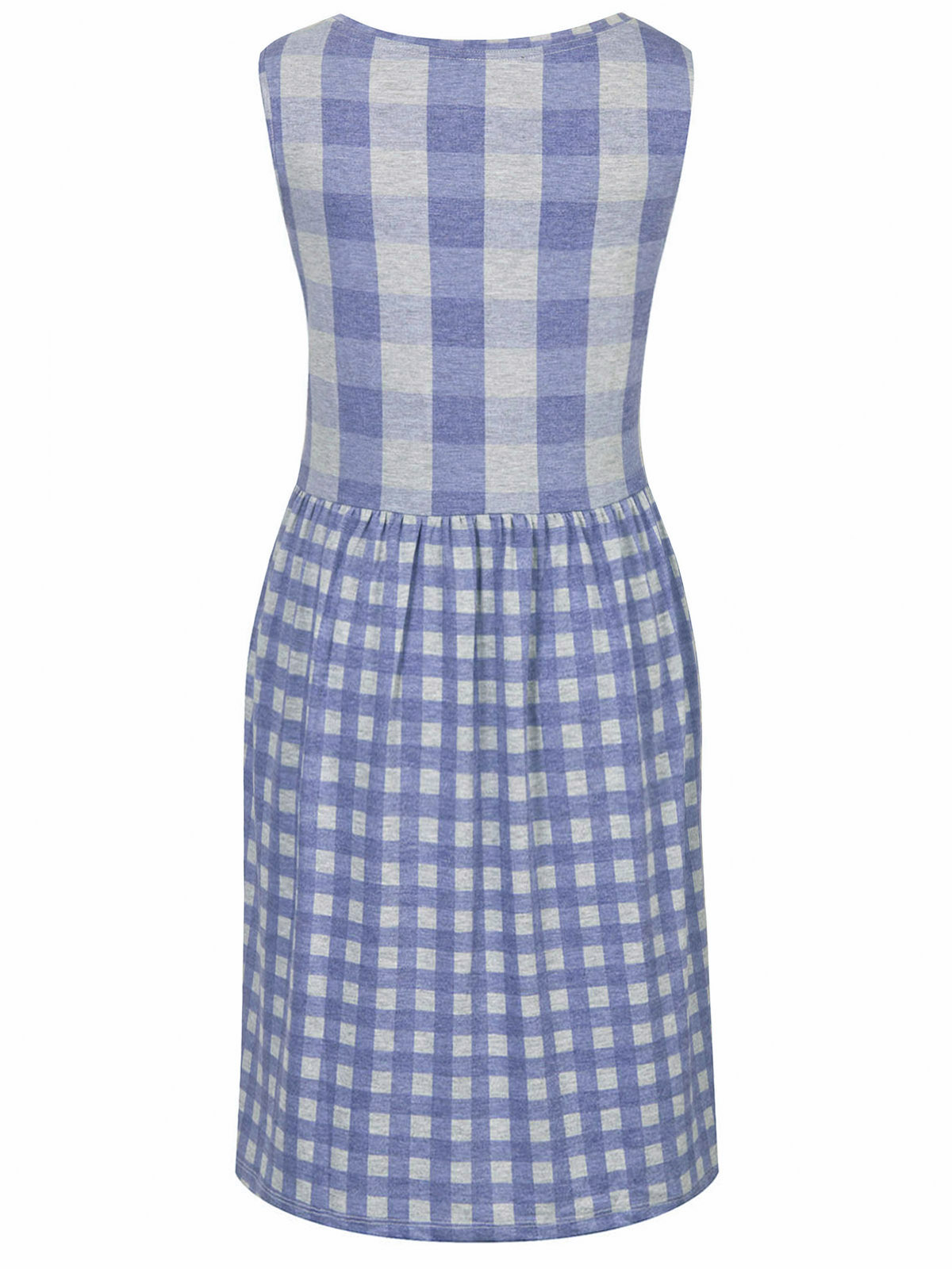 Topshop - - T0pshop BLUE Sleeveless Gingham Checked Skater Dress - Size ...
