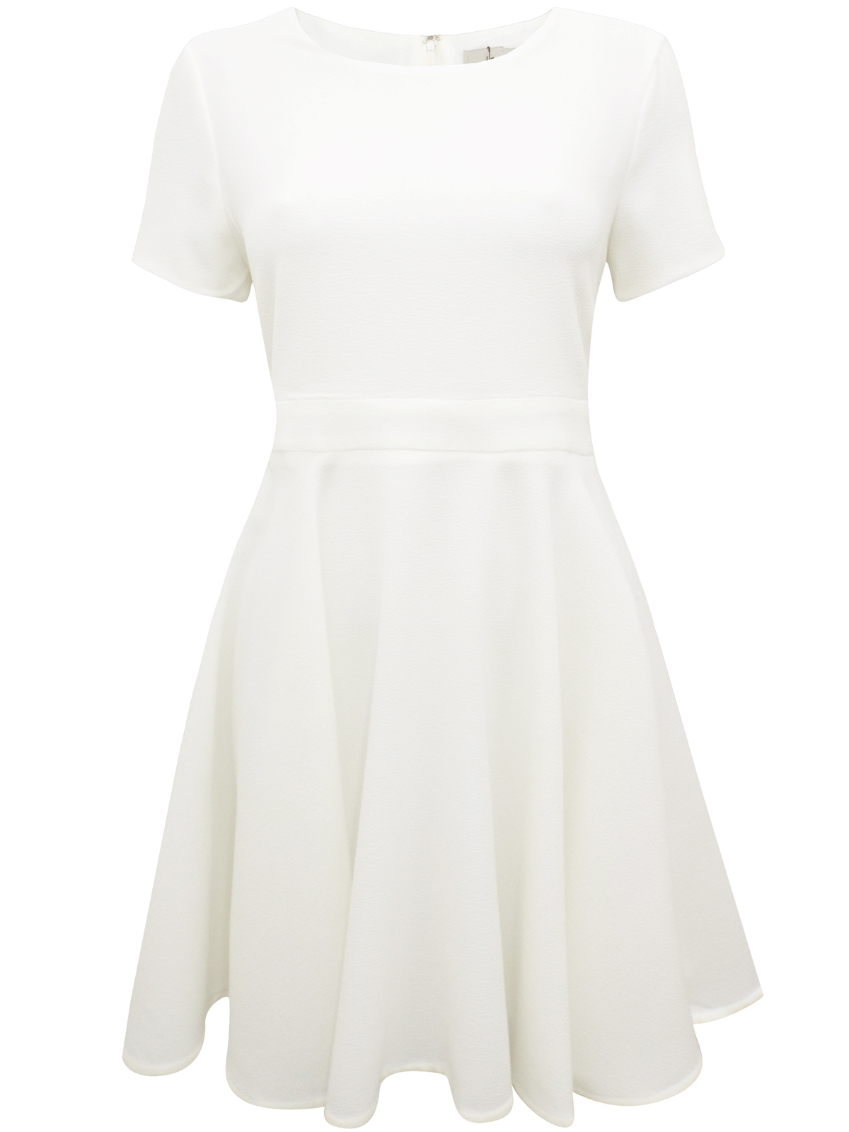 white short sleeve skater dress