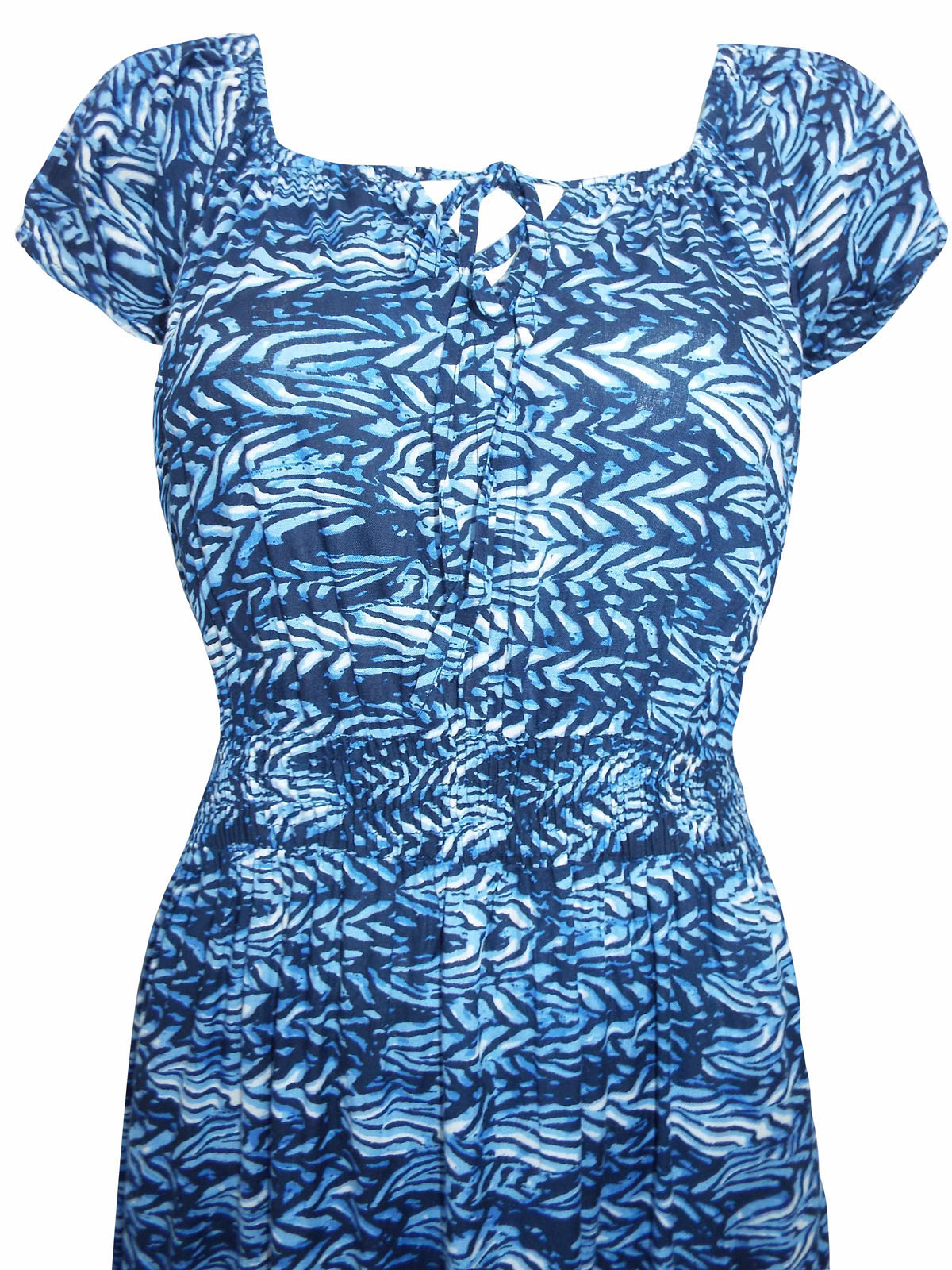 Arista - - Arista BLUE Printed Tie Neck Maxi Dress - Size 12 to 20