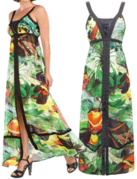 D3sigual GREEN Bulgaria Exotic Maxi Dress - Size 8 to 16 (EU36 to EU44