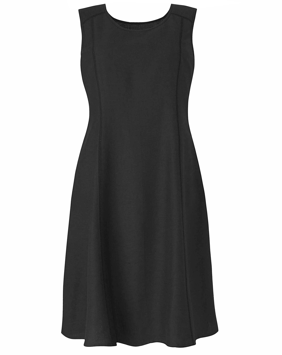 Label Be - - LabelBe BLACK Plain Linen Blend Dress - Plus Size 20 to 26