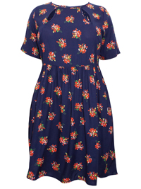 NAVY Floral Cut-Out Detail Babydoll Dress - Plus Size 16