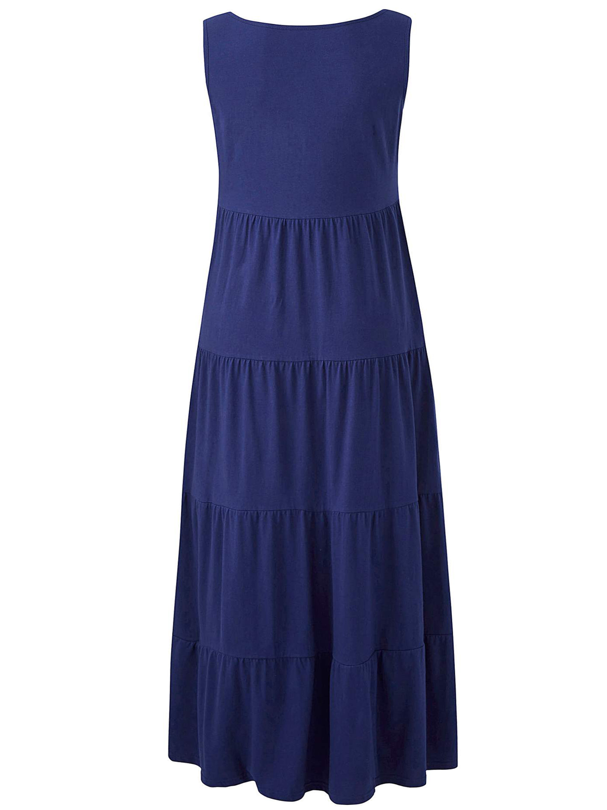 Julipa - - Julipa NAVY Pure Cotton Tiered Jersey Maxi Dress - Plus Size ...
