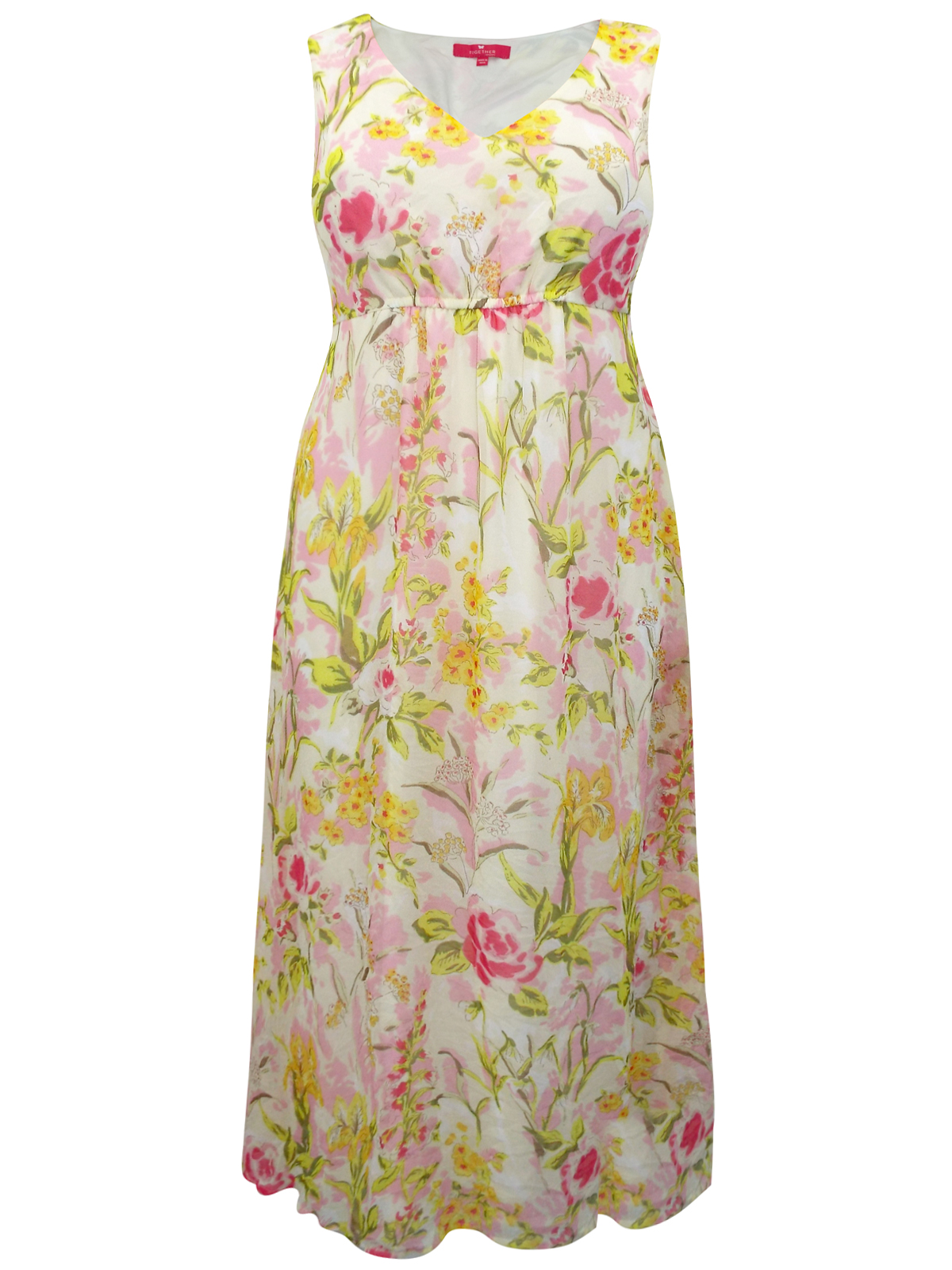 Together YELLOW Floral Print Maxi Dress - Plus Size 16 to 22