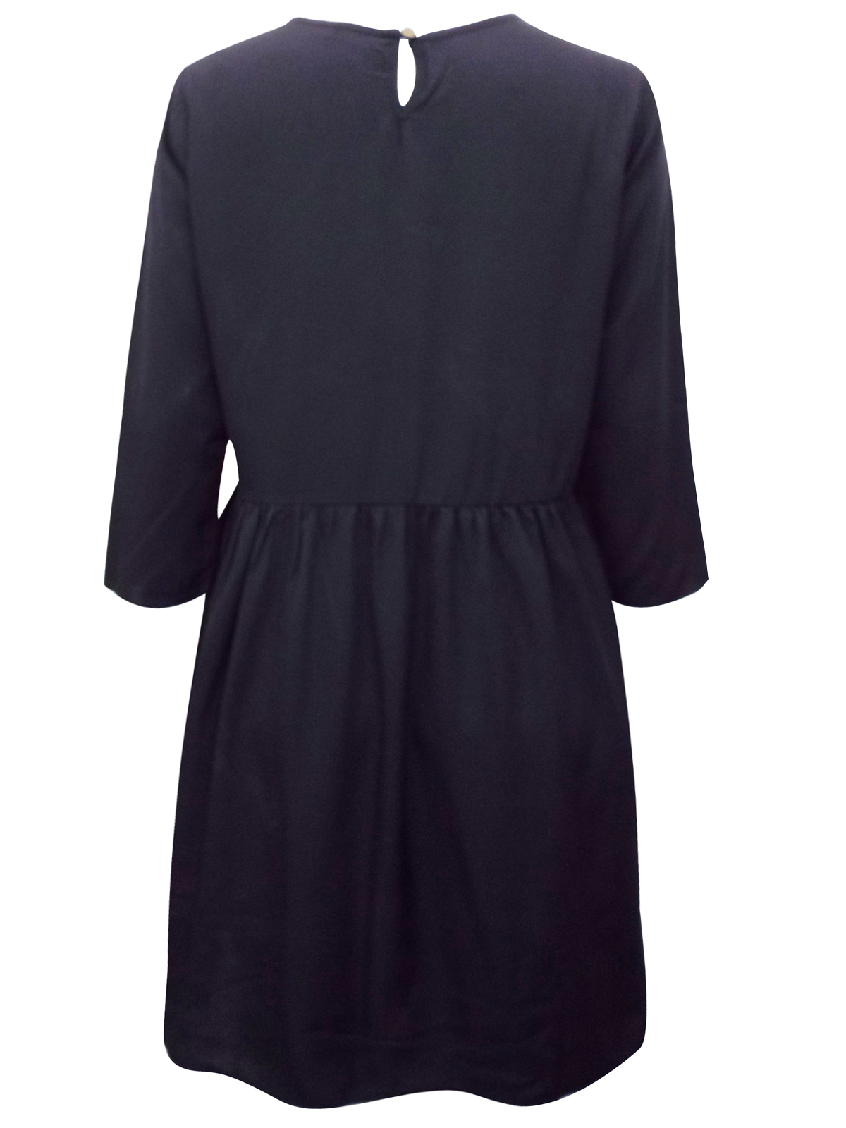 BOOHOO - - B00H00 BLACK 3/4 Sleeve Smock Dress - Size 6 to 14