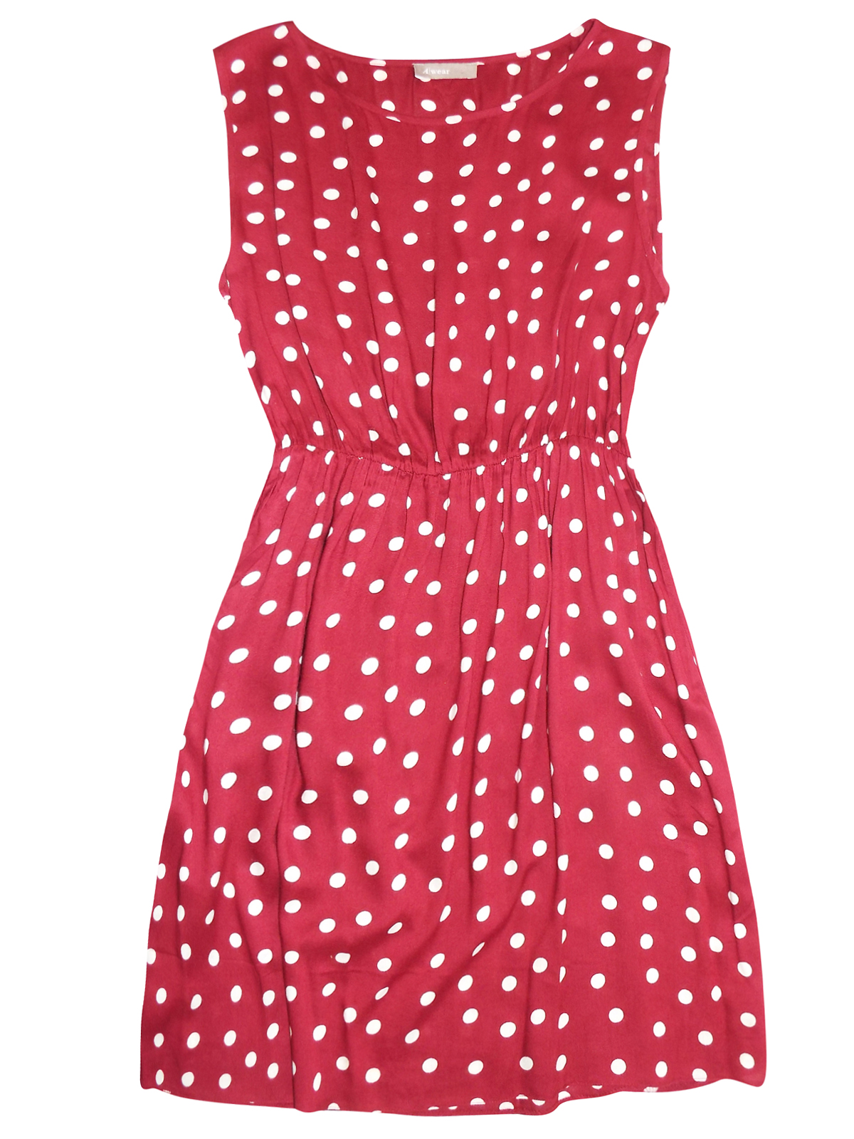A Wear - - A Wear BURGUNDY Sleeveless Polka Dot Dress - Size Large to ...