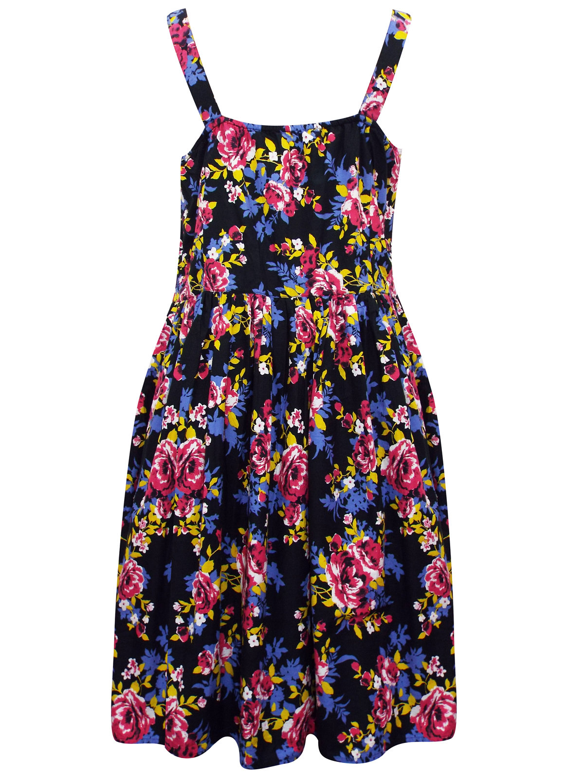 Jessica London - - Jessica London BLACK Floral Print Fit & Flare Dress ...