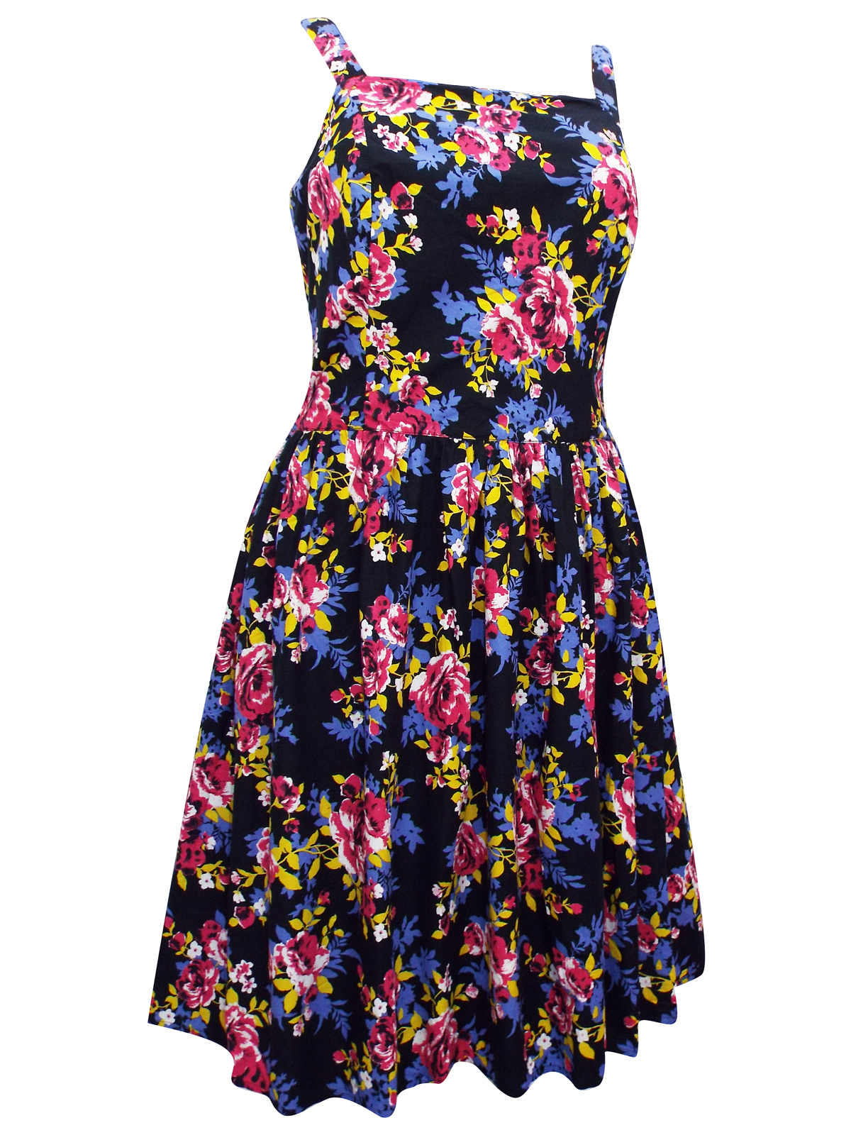 Jessica London - - Jessica London BLACK Floral Print Fit & Flare Dress ...