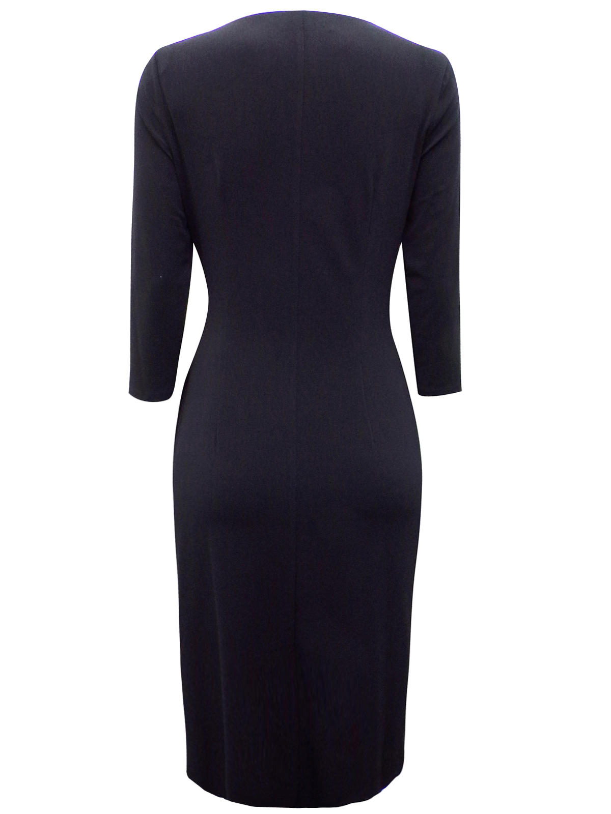 The London Clothing - - BLACK Mock Wrap Shift Dress - Size 10 to 16