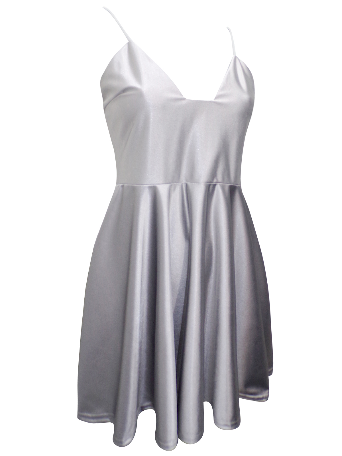 BOOHOO - - B00H00 SILVER Metallic Fit & Flare Dress - Size 8 to 14