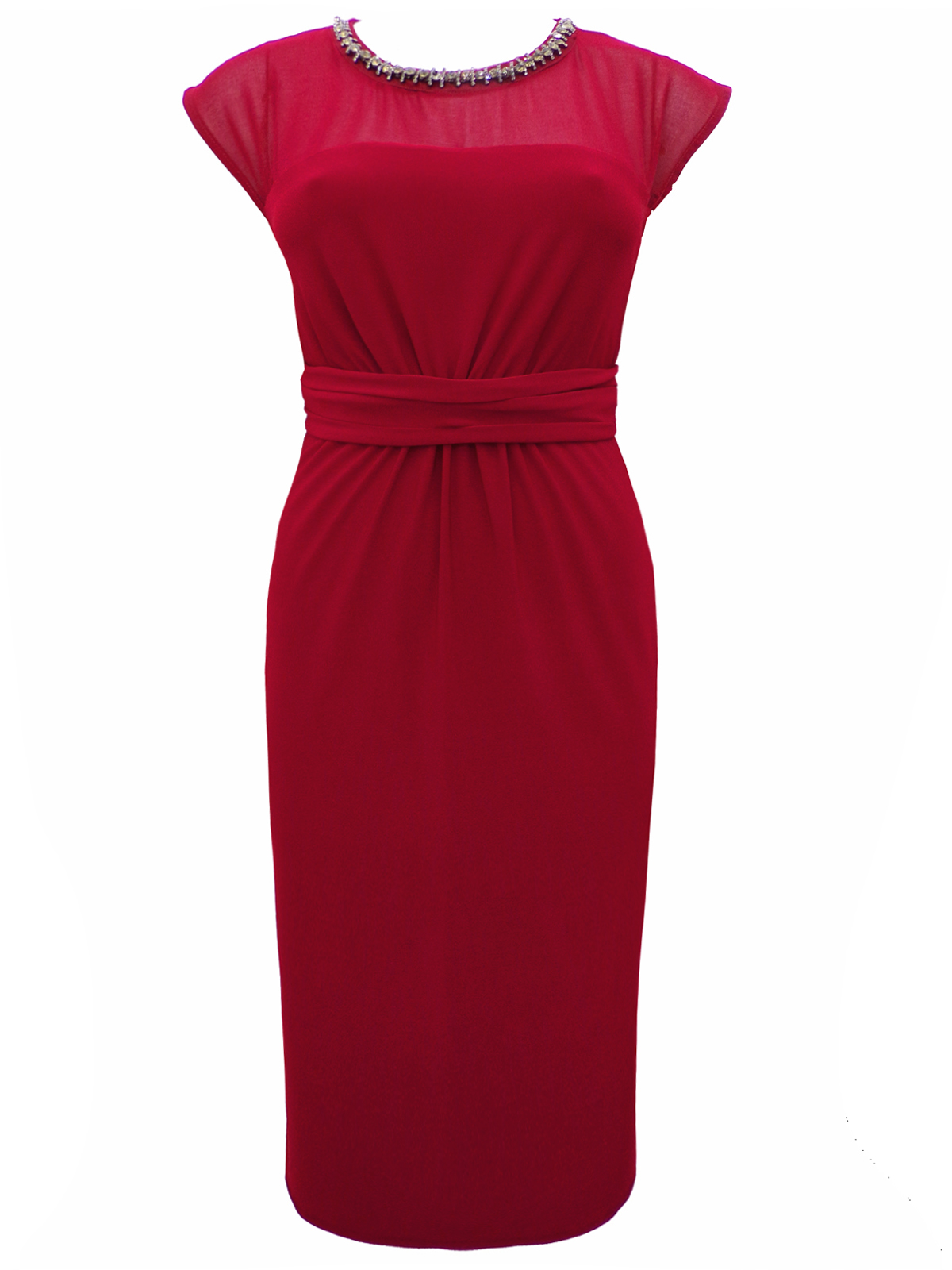 M0nsoon RED Serena Sleeveless Embellished Dress - Size 8 to 18