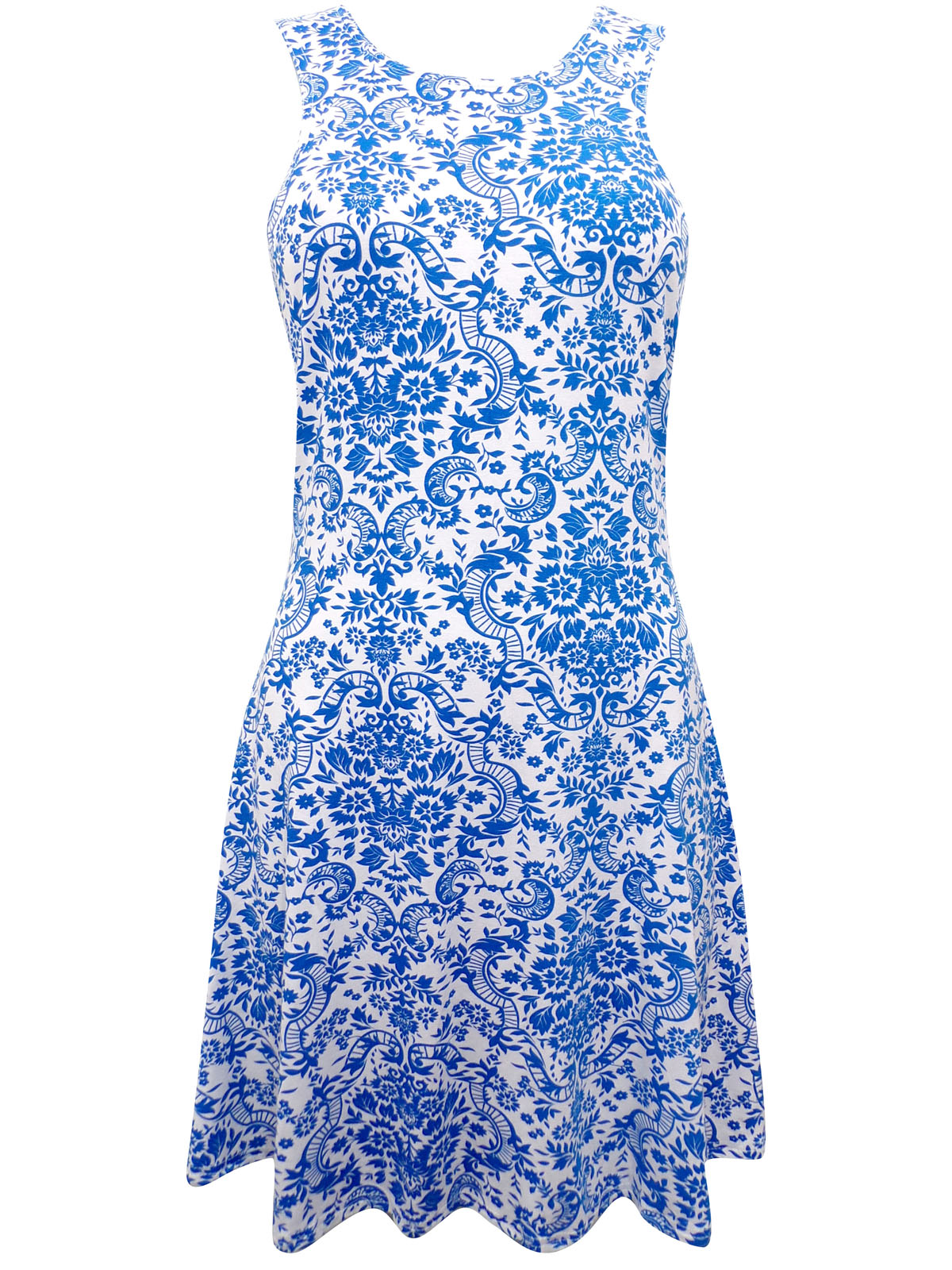 Missguided - - Missguided BLUE Printed Fit & Flare Dress - Size 10 to 12