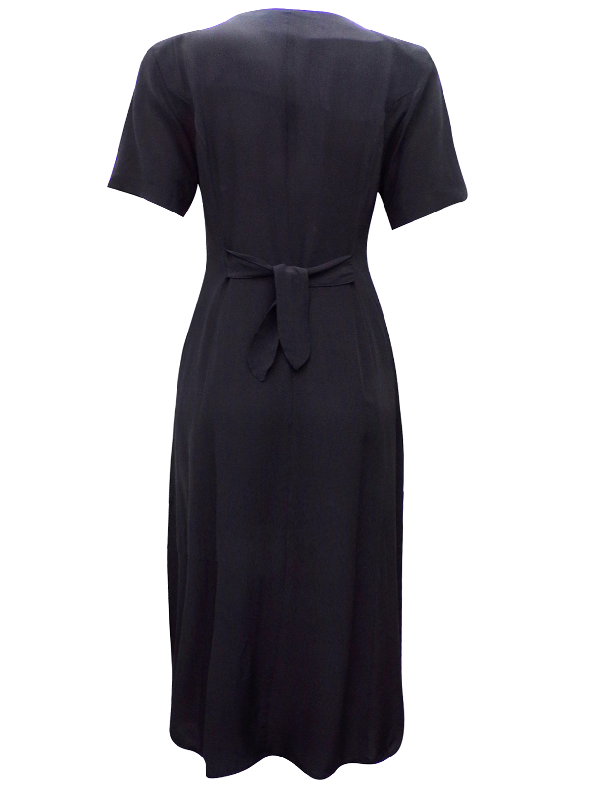 Legend - - Legend BLACK Pure Silk Button Through Midi Dress - Size 12 to 14