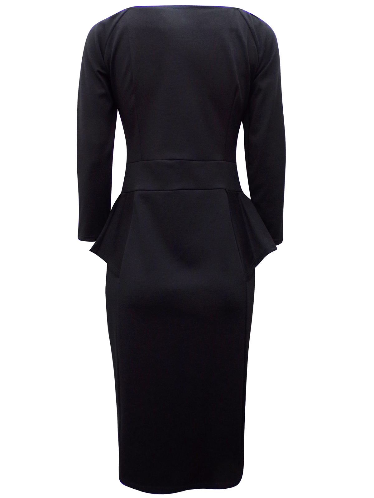 //text.. - - BLACK Peplum Midi Dress - Size Small to Large
