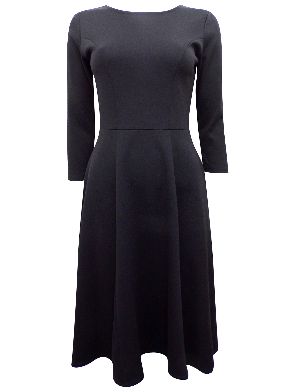 Beales - - Beales BLACK Panelled Fit & Flare Dress - Size 10 to 16