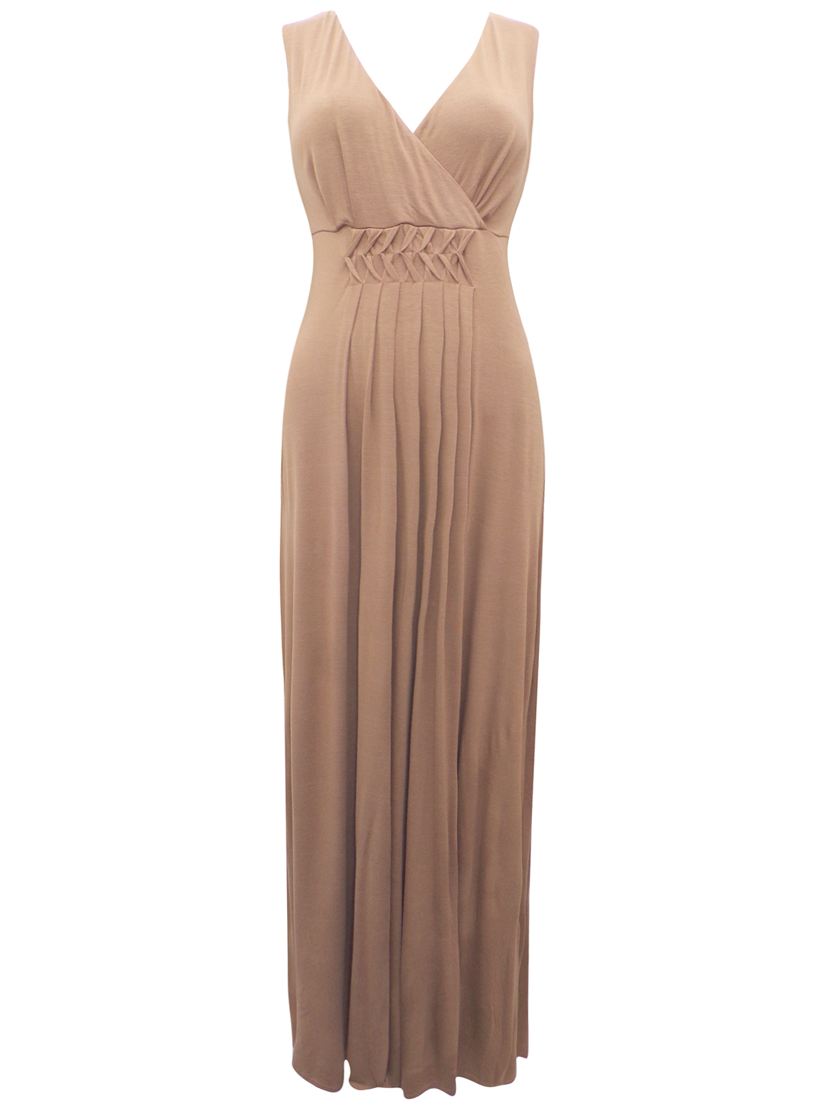 Pure Collection - - Pure MOCHA Twist Pleat Jersey Maxi Dress - Size 12 ...