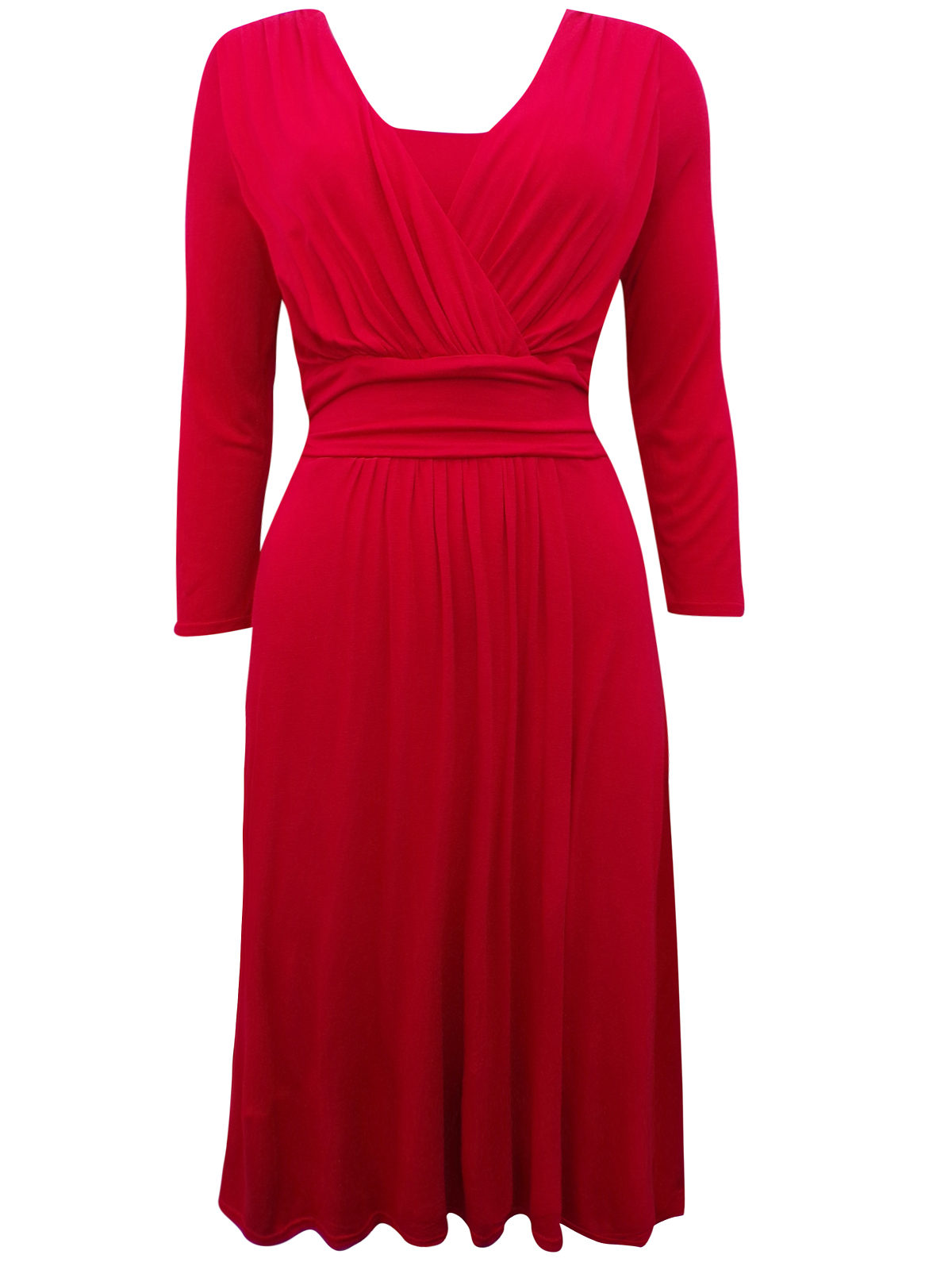 Pure Collection - - Pure RED 3/4 Sleeve Jersey Knit Dress - Size 12 to 18