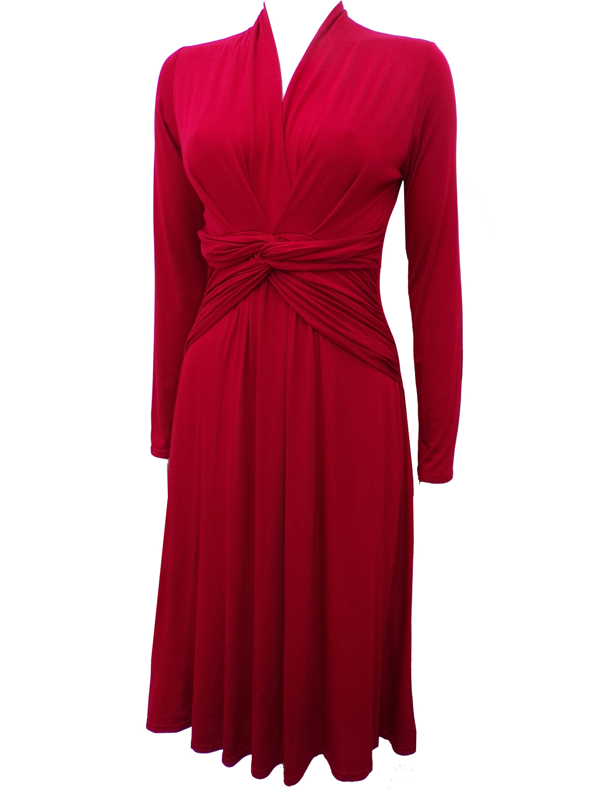 Pure Collection - - Pure Collection RED Twist Front Jersey Midi Dress ...