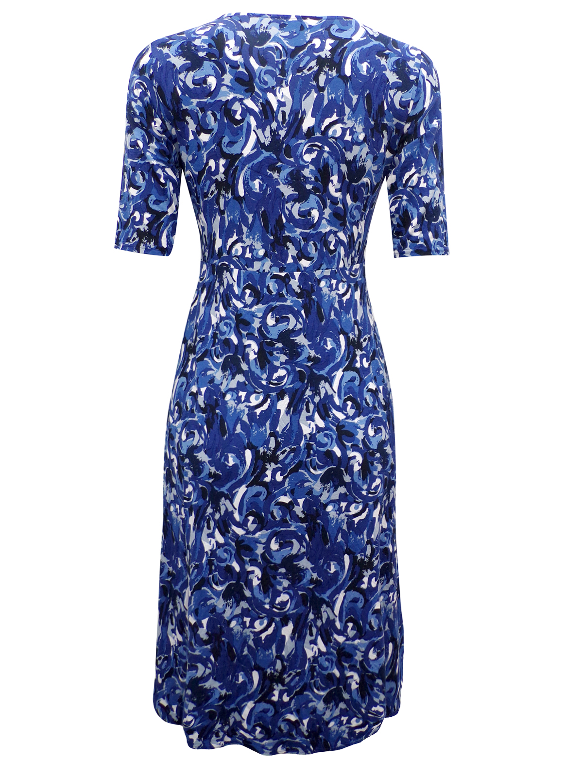 East - - East BLUE Twist Front Printed Jersey Dress - Size 8