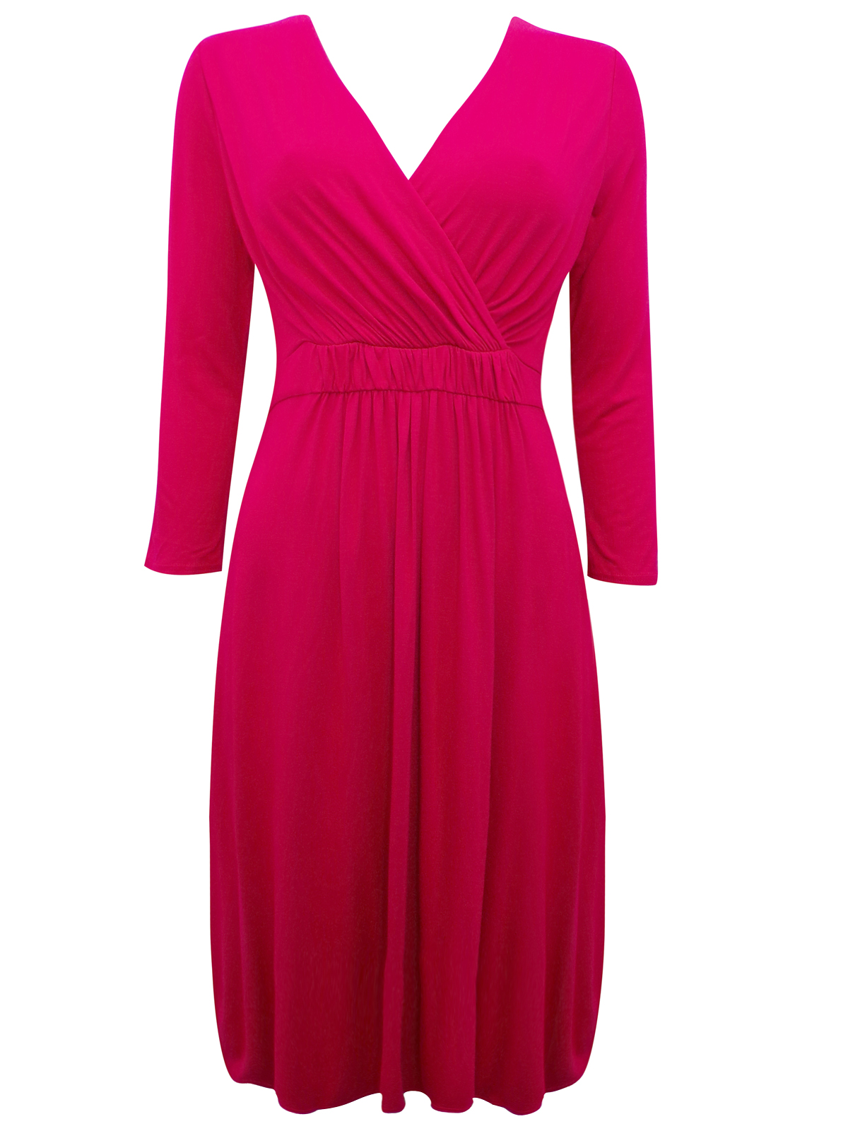 East - - East RED Mock Wrap Jersey Midi Dress - Size 10 to 18