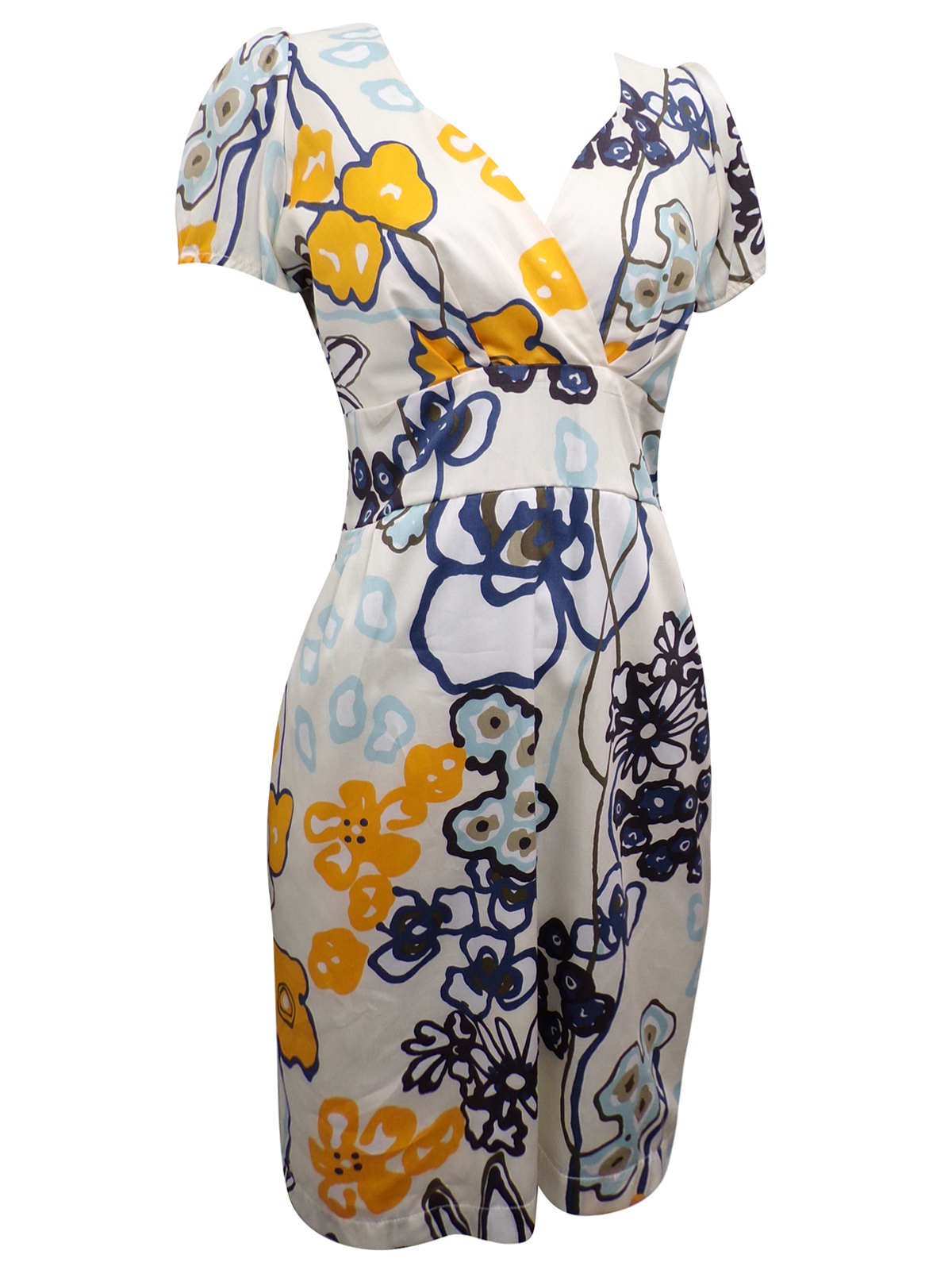 Razamataz - - Razamataz IVORY Pure Cotton Floral Print Tulip Dress ...