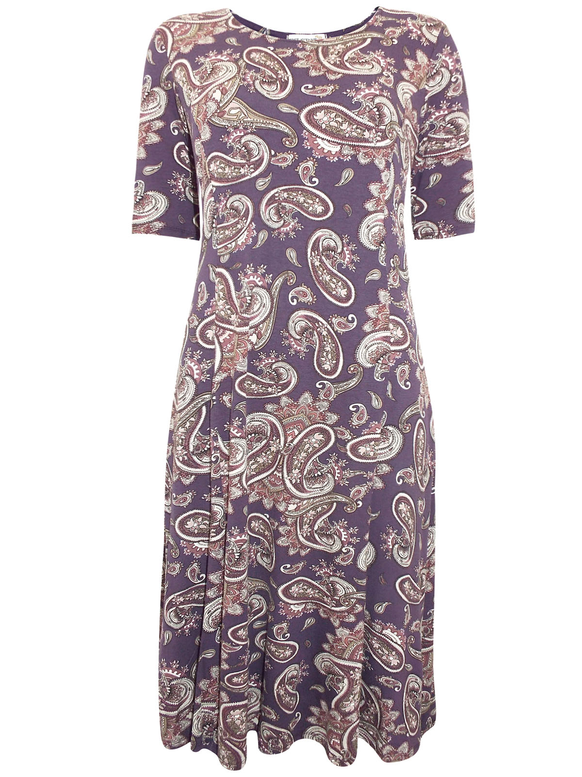 First Avenue DARK-PURPLE Paisley Print Half Sleeve Swing Dress - Size ...