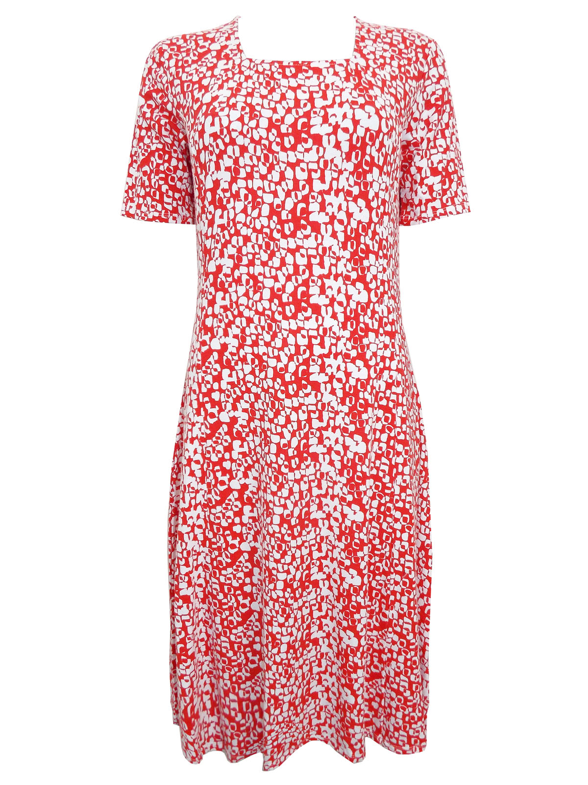 First Avenue RED Block Print Short Sleeve Swing Dress - Size 12 to 20