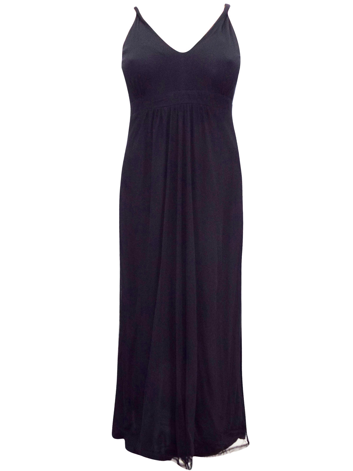 Jessica London - - Jessica London BLACK Split Side Mesh Maxi Dress ...