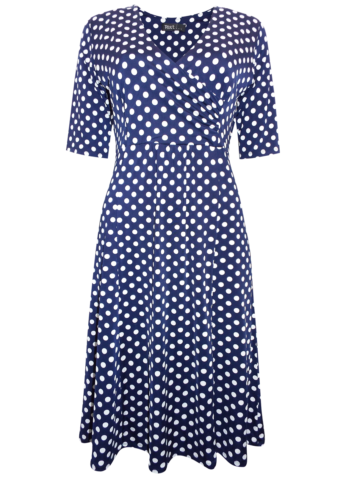 //text.. - - NAVY Polka Dot Half Sleeve Midi Dress - Size 12 to 18