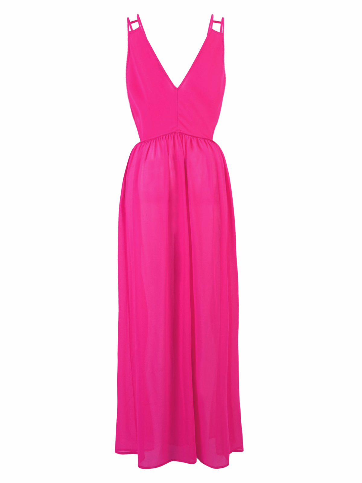 N3w L00k SHOCKING-PINK Double Strap Extreme Split Beach Dress - Size ...