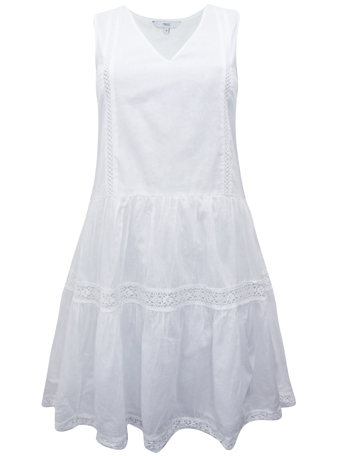 N3XT WHITE Pure Cotton Panelled Boho Dress - Size 8 to 20