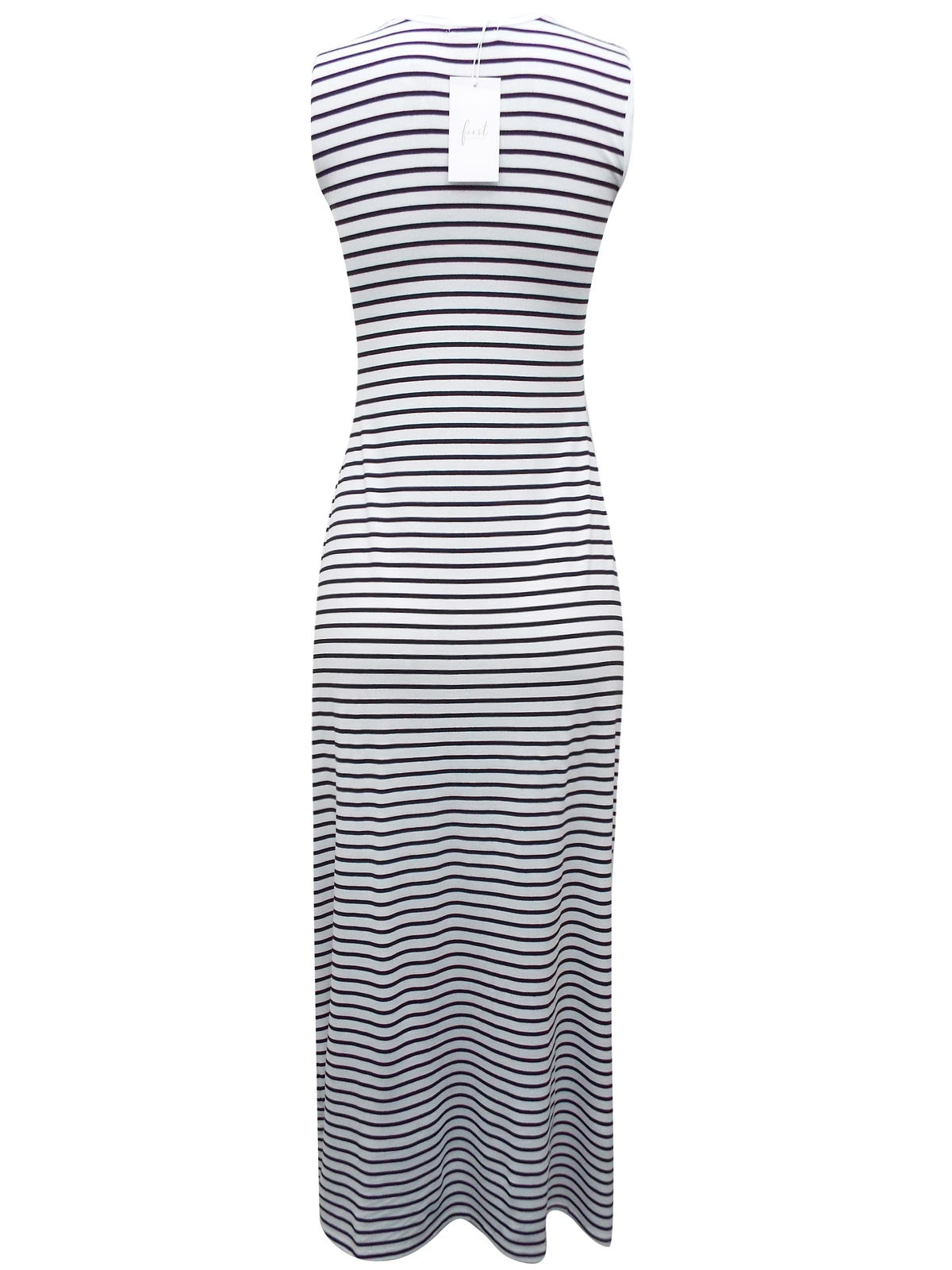 First Avenue WHITE Horizontal Striped Jersey Maxi Dress - Size 10 to 20