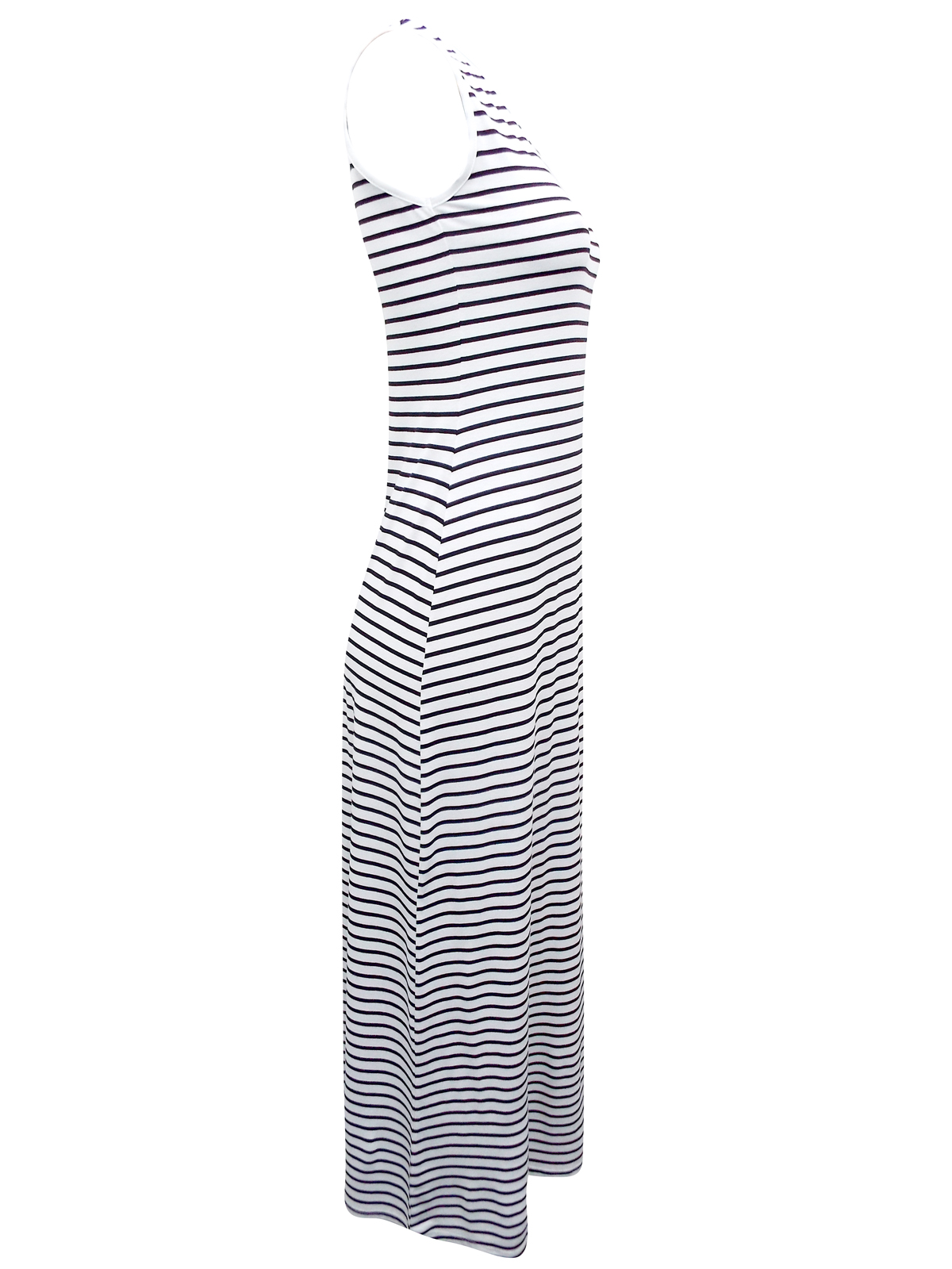First Avenue WHITE Horizontal Striped Jersey Maxi Dress - Size 10 to 20