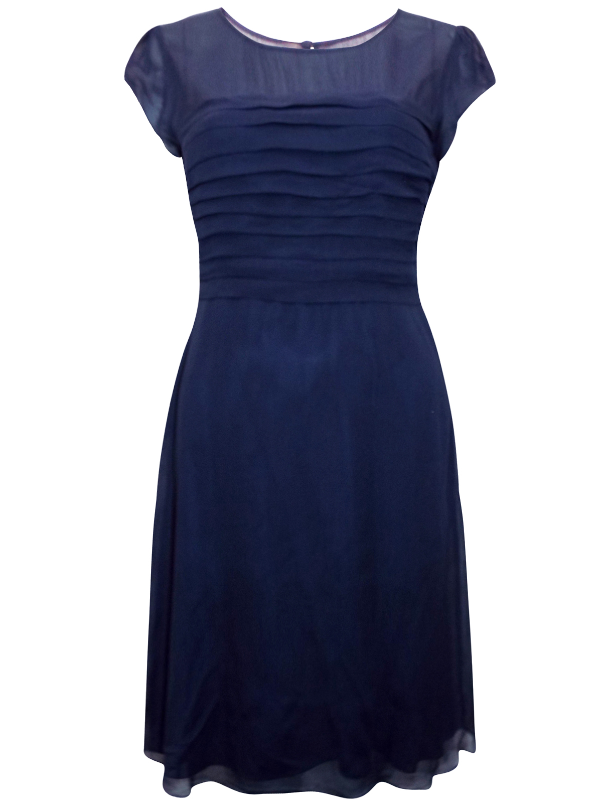 BOD3N NAVY EVELINA Pleated Cap Sleeve Fit & Flare Dress - Size 10 to 16