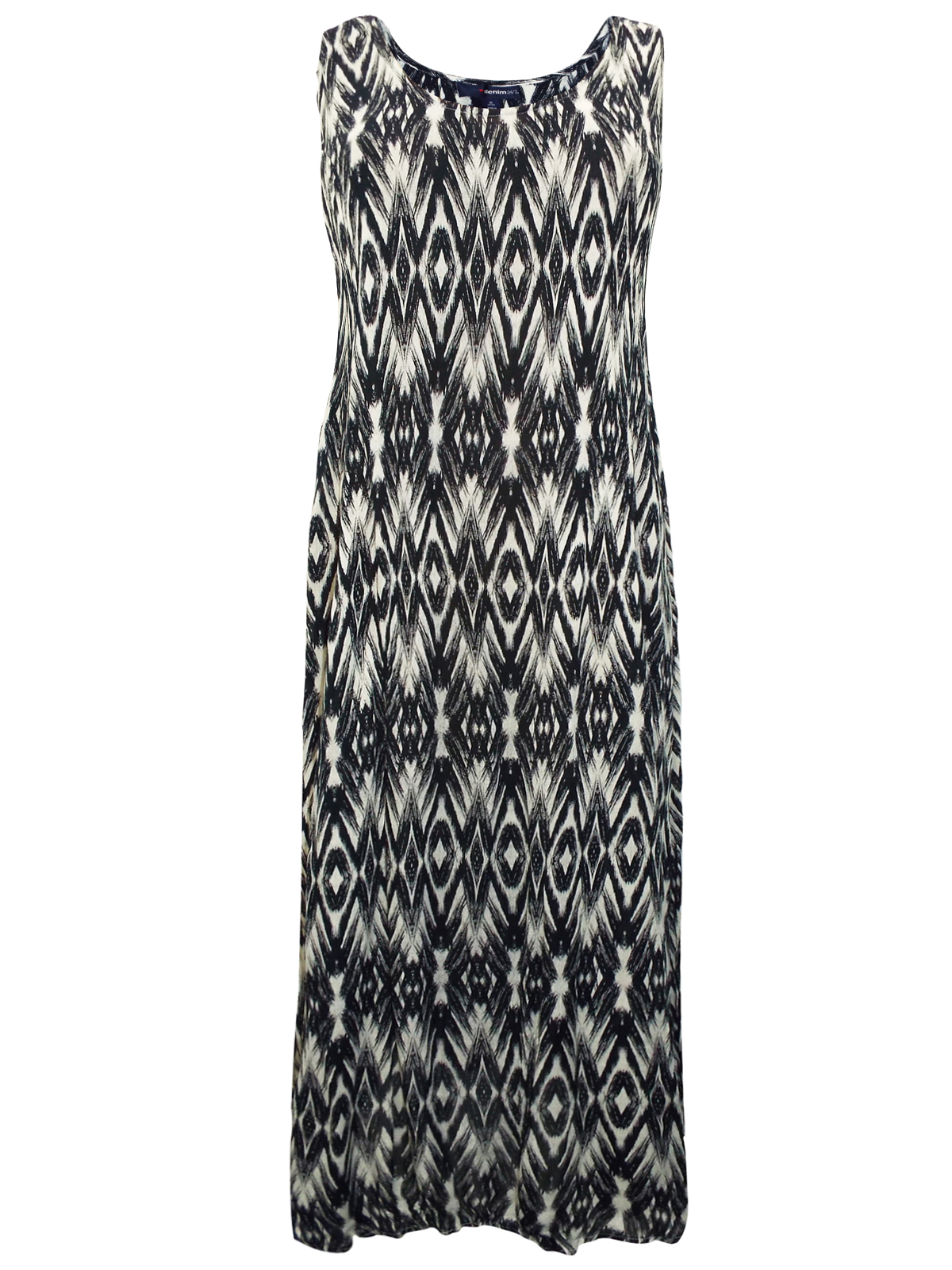 Denim 24/7 - - Denim 24/7 BLACK Tribal Print A-Line Crinkle Maxi Dress ...