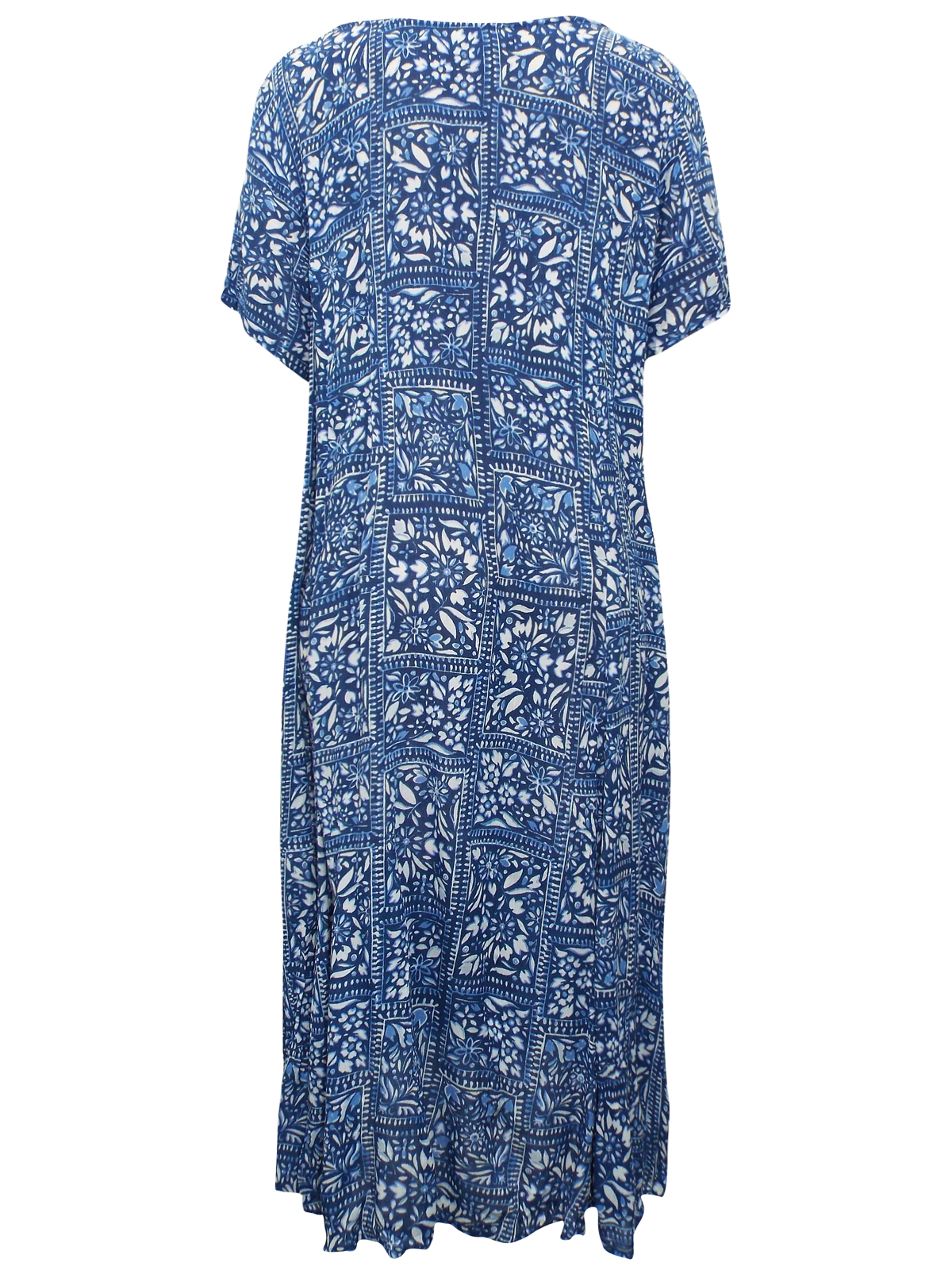 Woman Within - - Woman Within BLUE Printed Short Sleeve Sweep Hem ...
