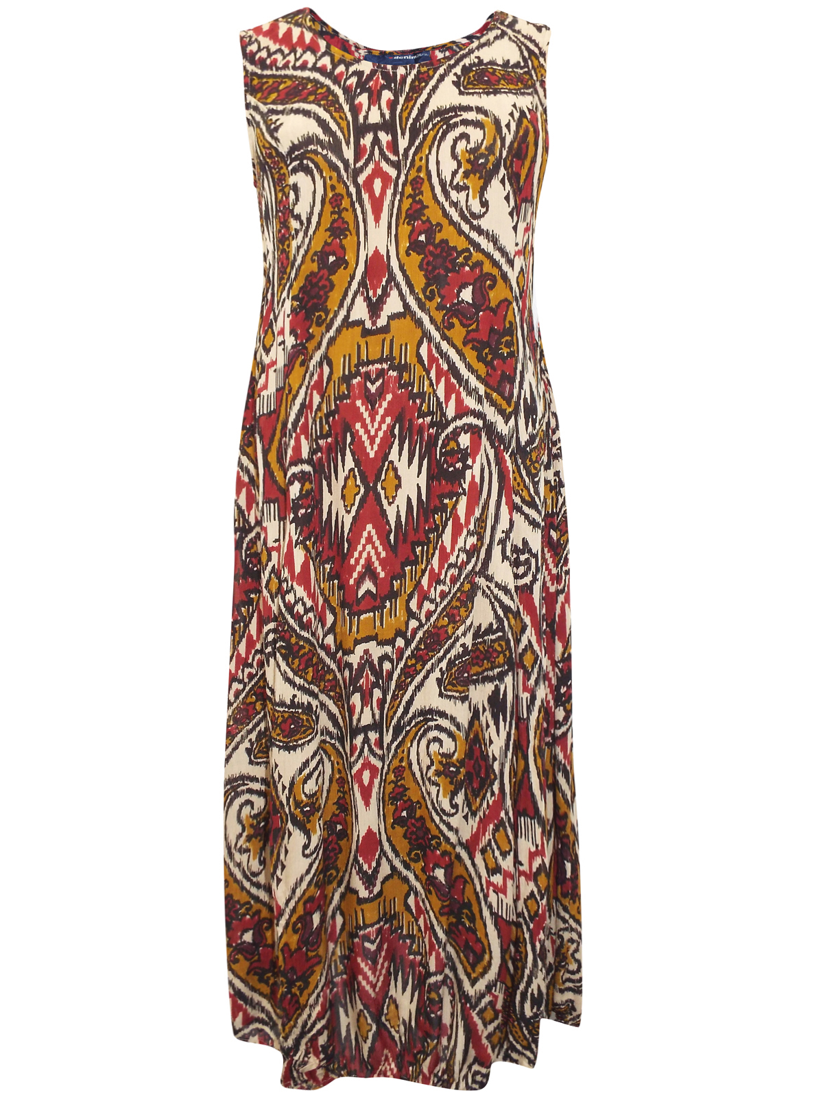 Denim 24/7 - - RED Tribal Print A-Line Crinkle Maxi Dress - Plus Size ...