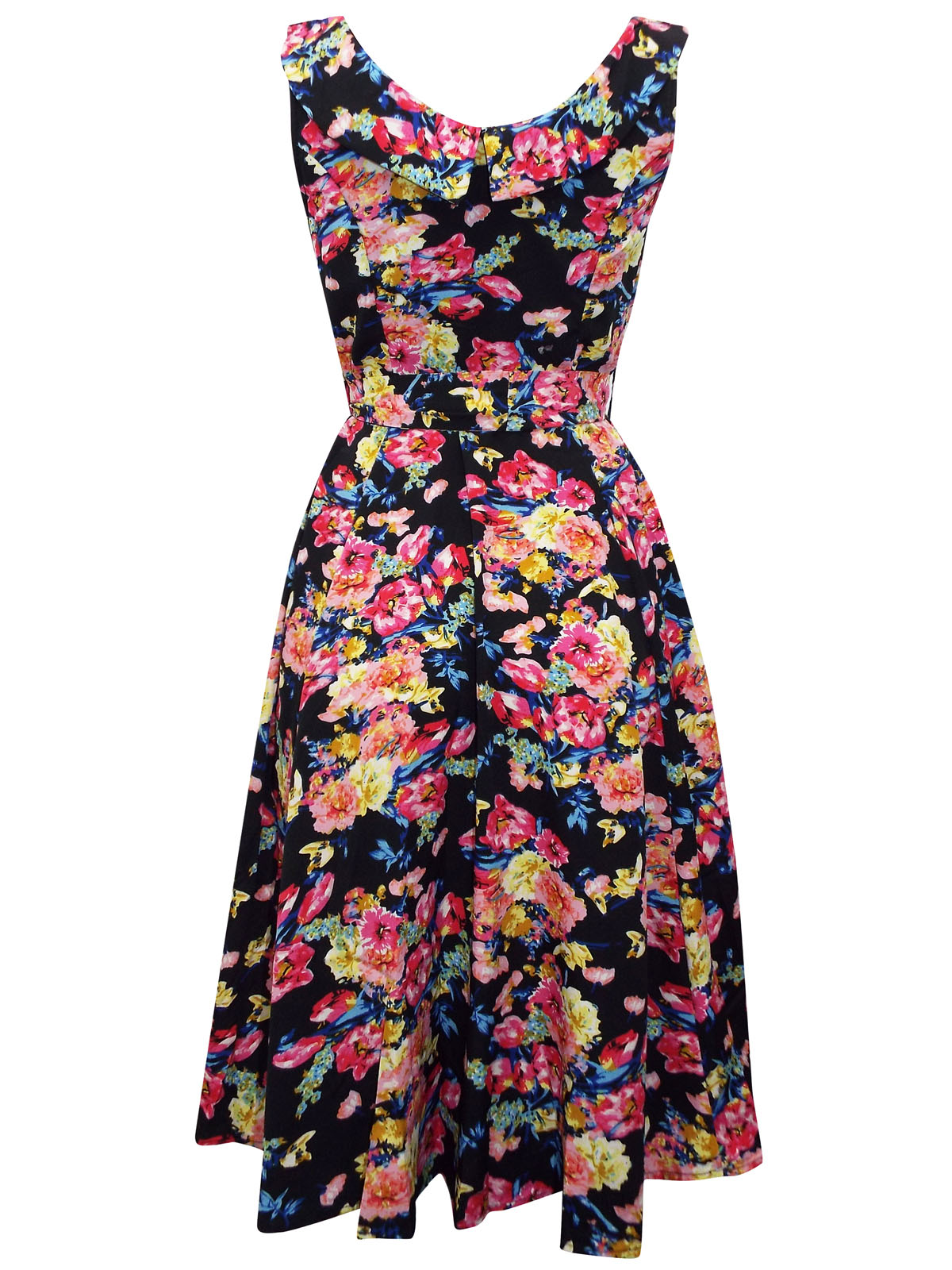 Anmol - - BLACK Floral Paradise Print Retro Sweetheart Swing Dress ...
