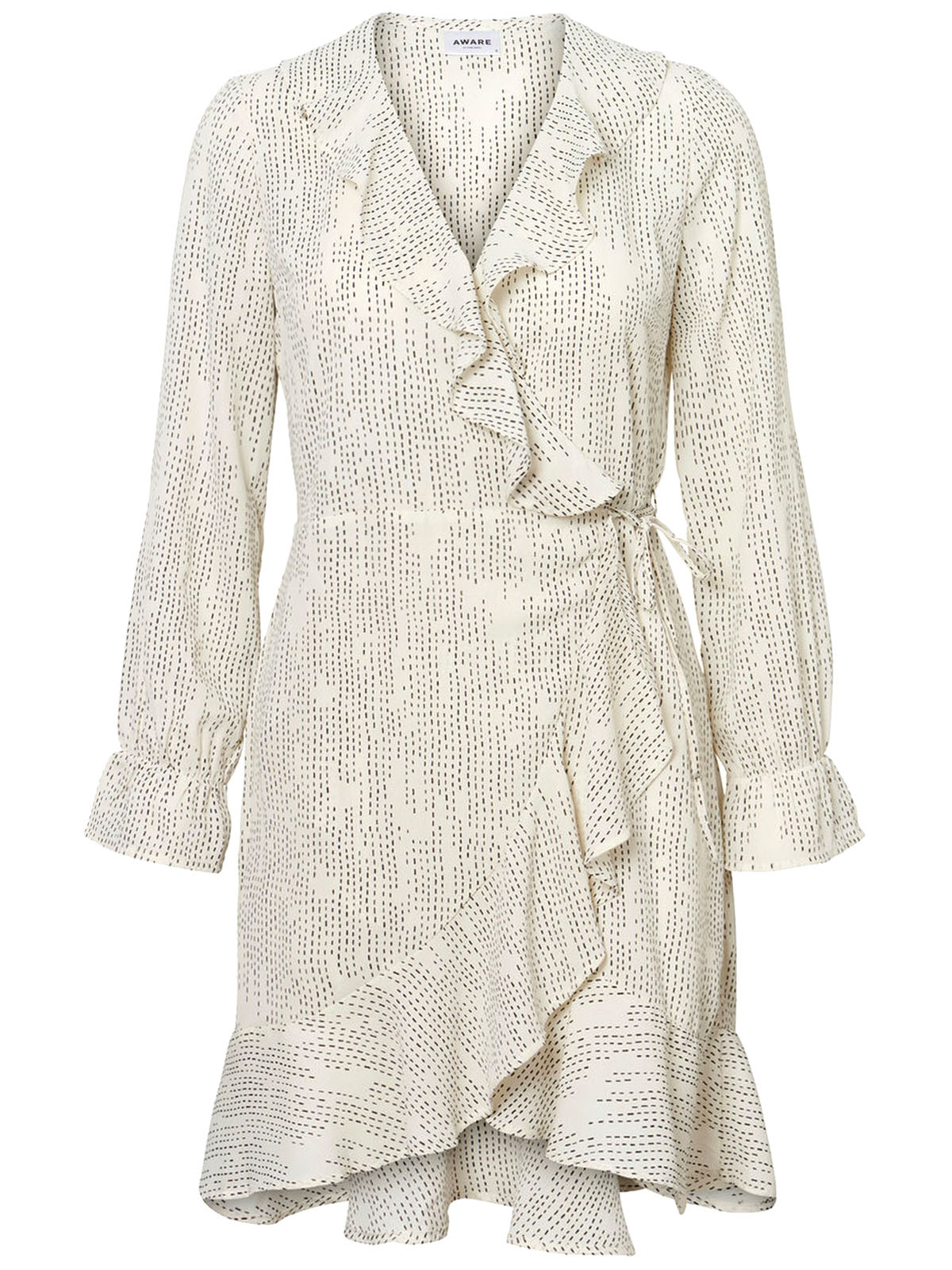 Vero Moda - - V3R0 Moda Aware IVORY Dash Print Ruffle Trim Wrap Dress ...