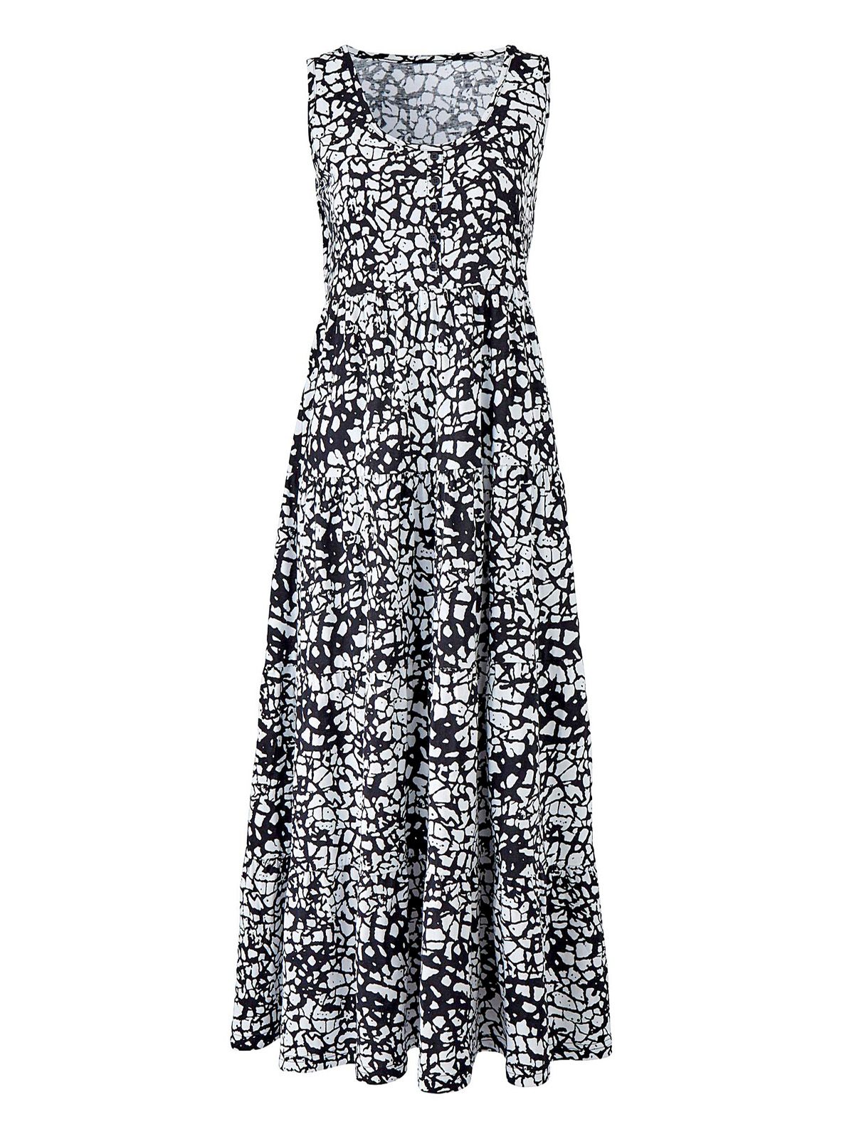 Julipa - - Julipa BLACK Printed Tiered Jersey Maxi Dress - Size 10 to 30