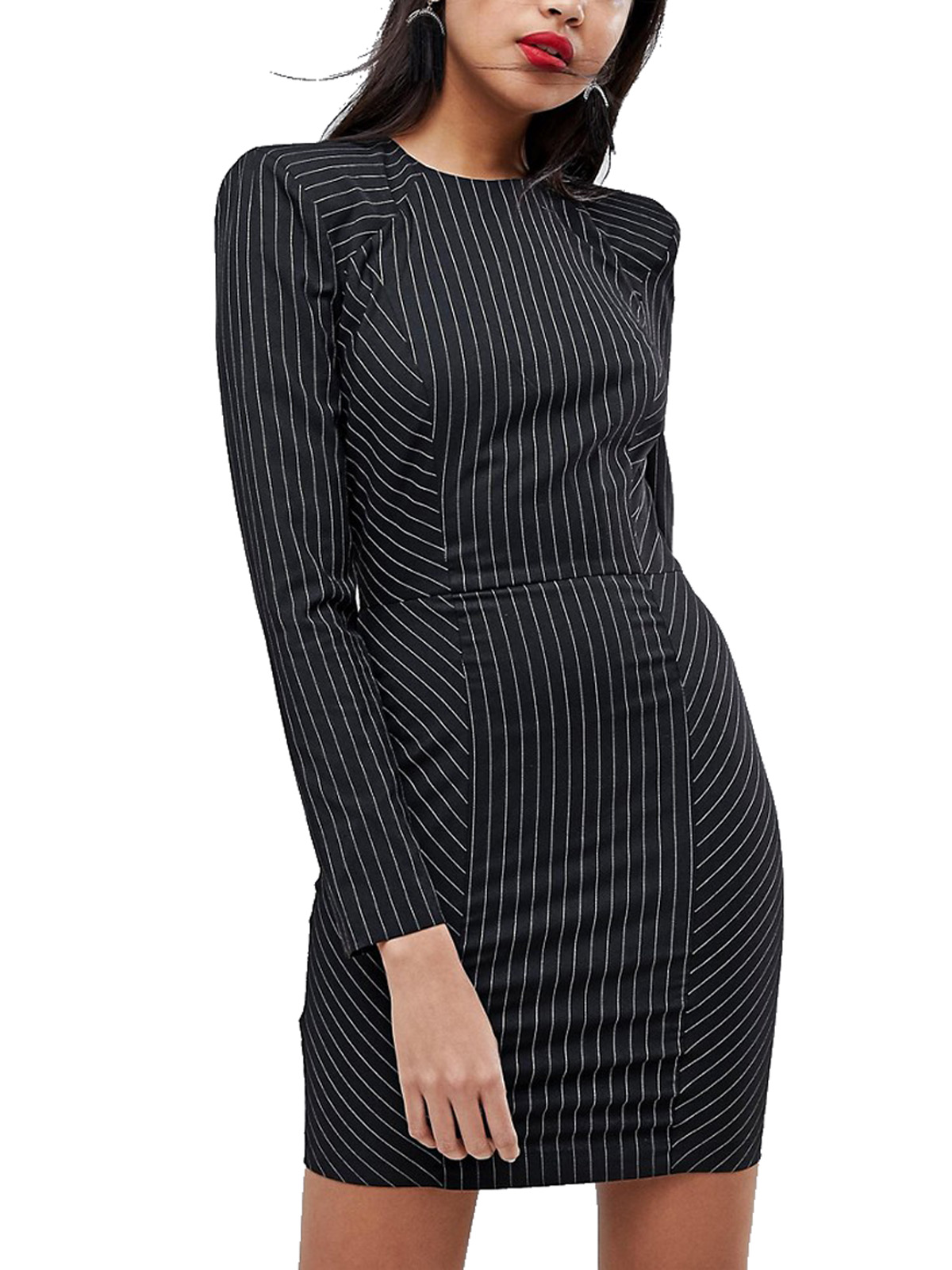 black dress with stripes