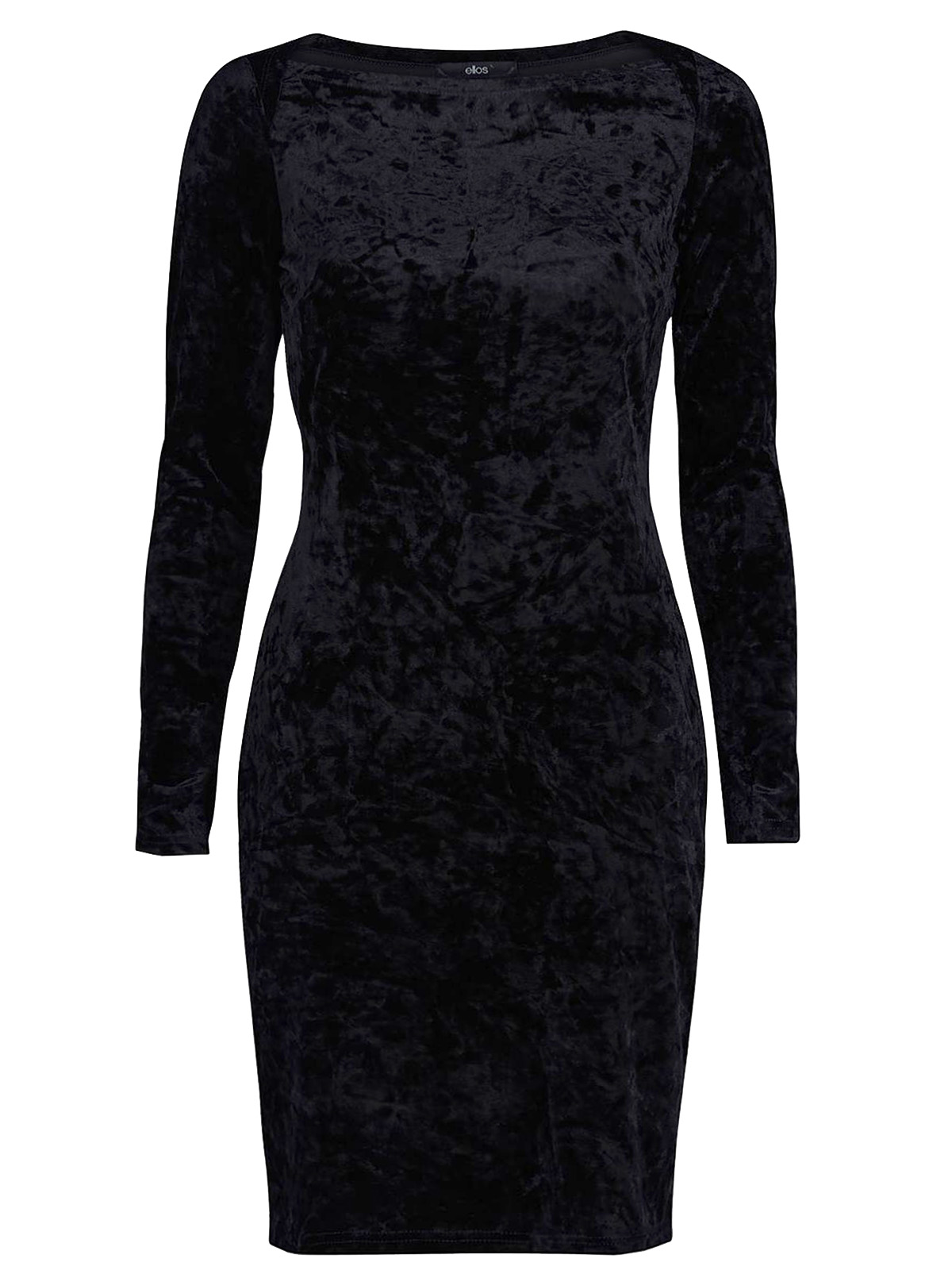 Ellos - - Ellos BLACK Sally Long Sleeve Velour Dress - Size 20 (EU 46)