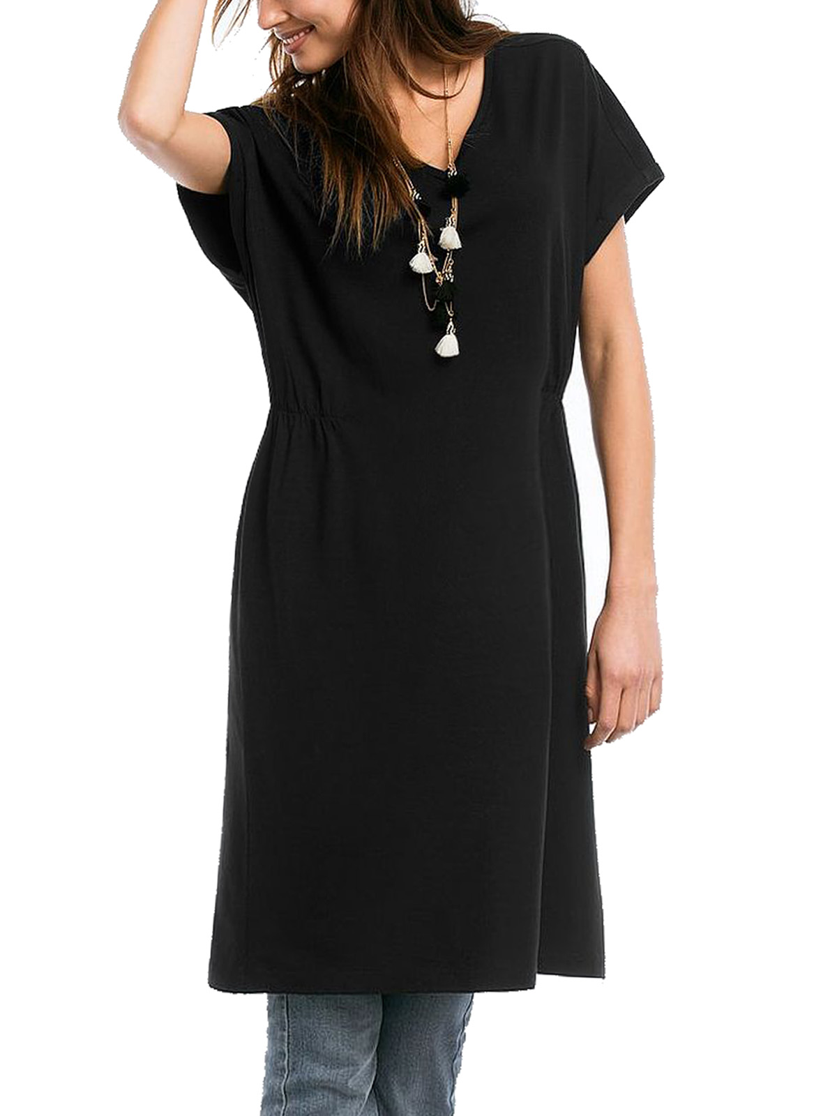 Ellos - - Ellos BLACK Pure Cotton Short Sleeve Dress - Size 12/14 (EU ...