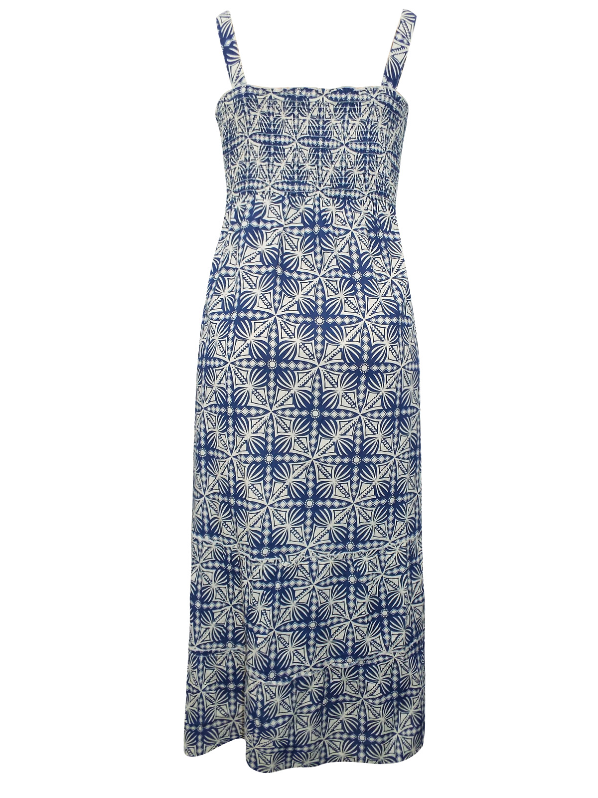 Avenue BLUE Pure Cotton Printed Shirred Maxi Dress - Plus Size 14/16 to ...