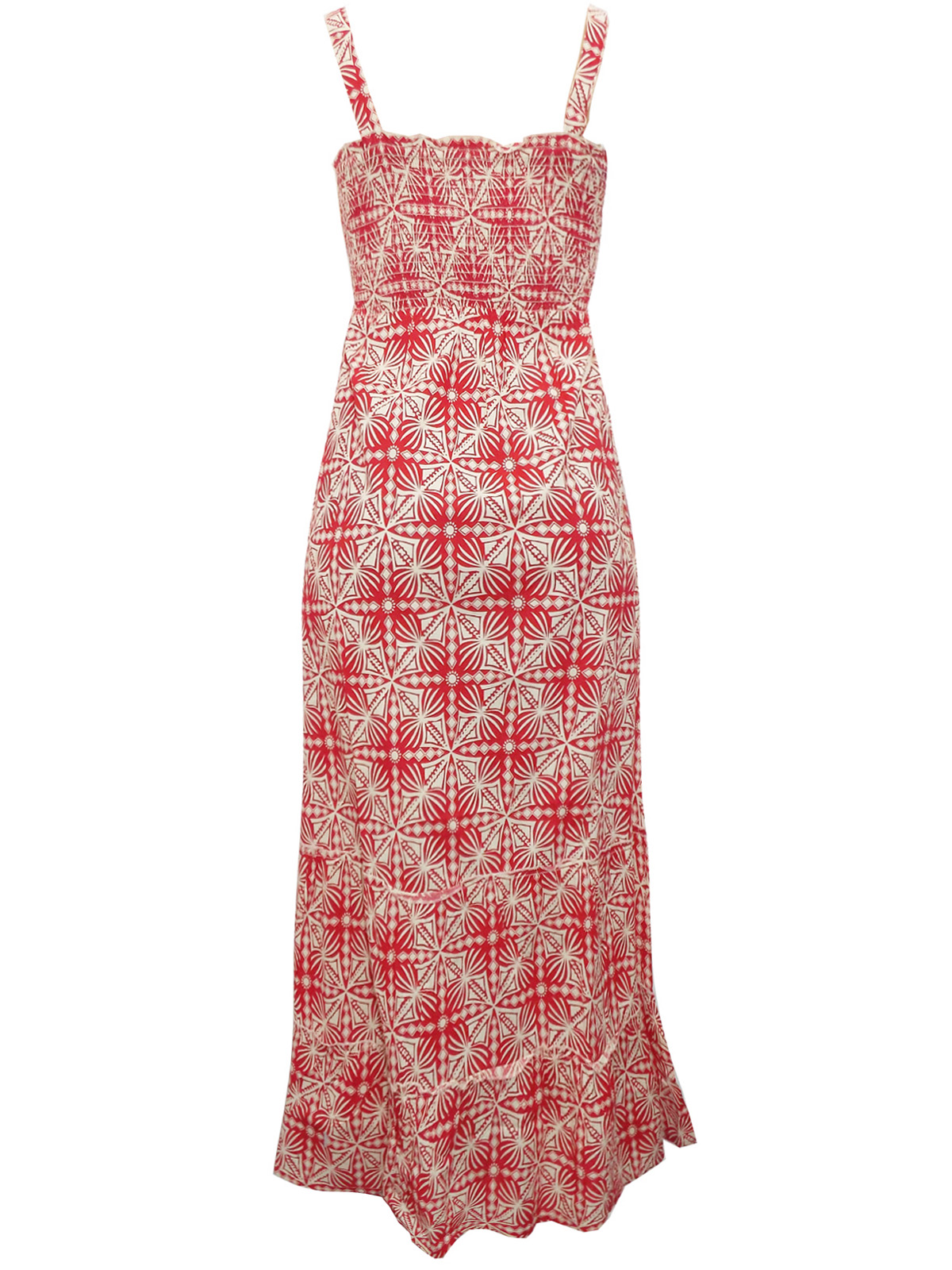 RED Pure Cotton Printed Shirred Maxi Dress - Plus Size 14/16 to 22/24