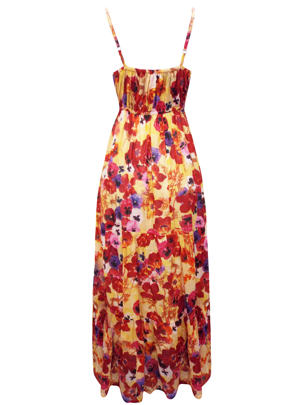 Pistachio - - Pistachio RED Floral Print Tiered Hem Maxi Dress - Size ...