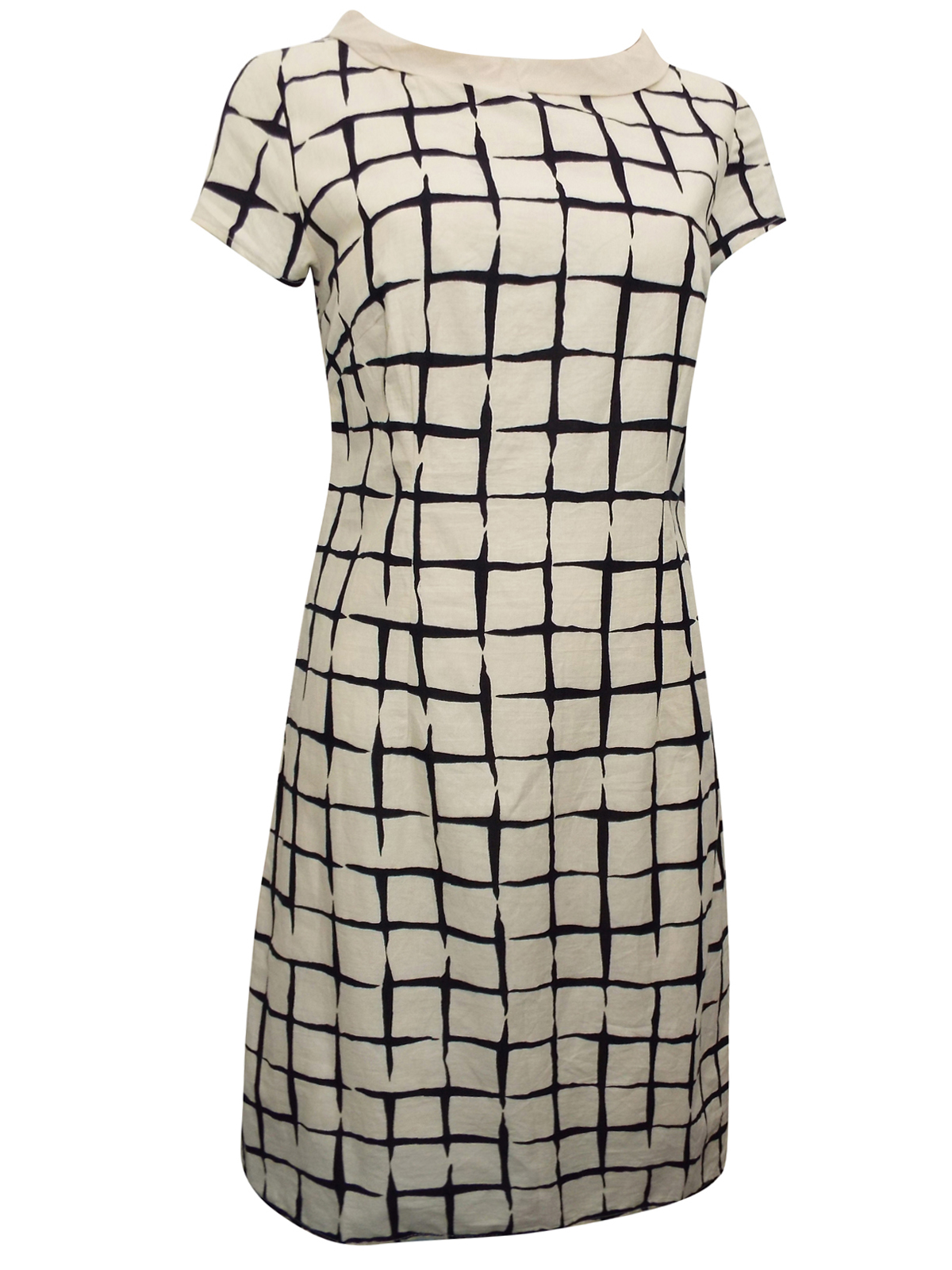 Grace (Made In Britain) - - Grace IVORY Pure Cotton Scoop Neck Grid