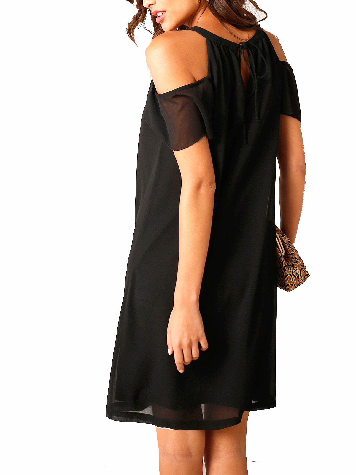 Black cold shoulder shift dress best sale